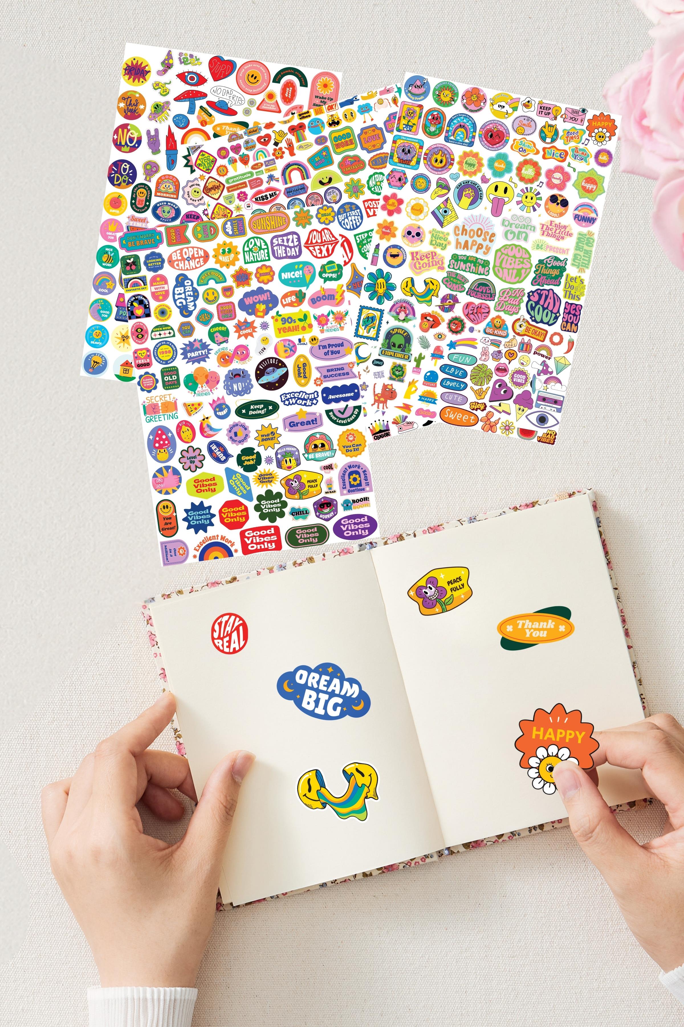 Renkli Etiket Seti, 450 Adet Renkli Etiket, Sticker Book, Sticker Defteri, Bullet Journal, Günlük
