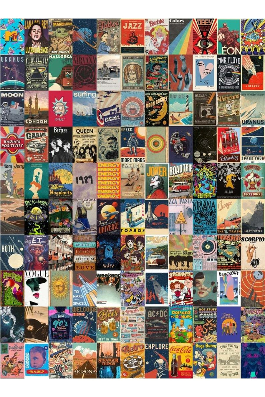 Retro Poster Seti - Kolaj Seti - 110 Adet - Poster Seti - 10cm*14cm - Kutulu Set
