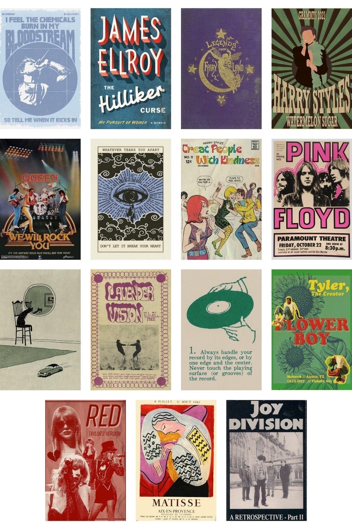 Retro Poster Seti - Kolaj Seti - Oda Dekoru - Duvar Posteri - Yapışkanlı - Duvar Dekoru - 60 Adet