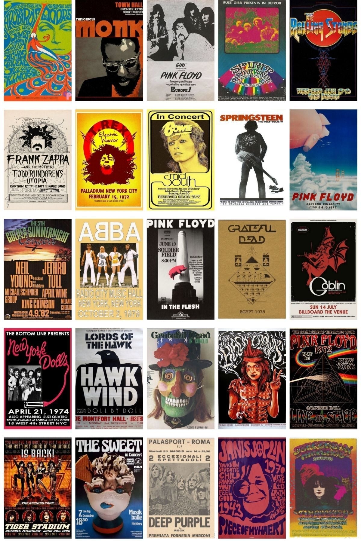 Retro Poster Seti, Konser Afişleri Poster Kolaj Seti, Arkası Yapışkanlı 130 Adet, Kolaj Poster Seti