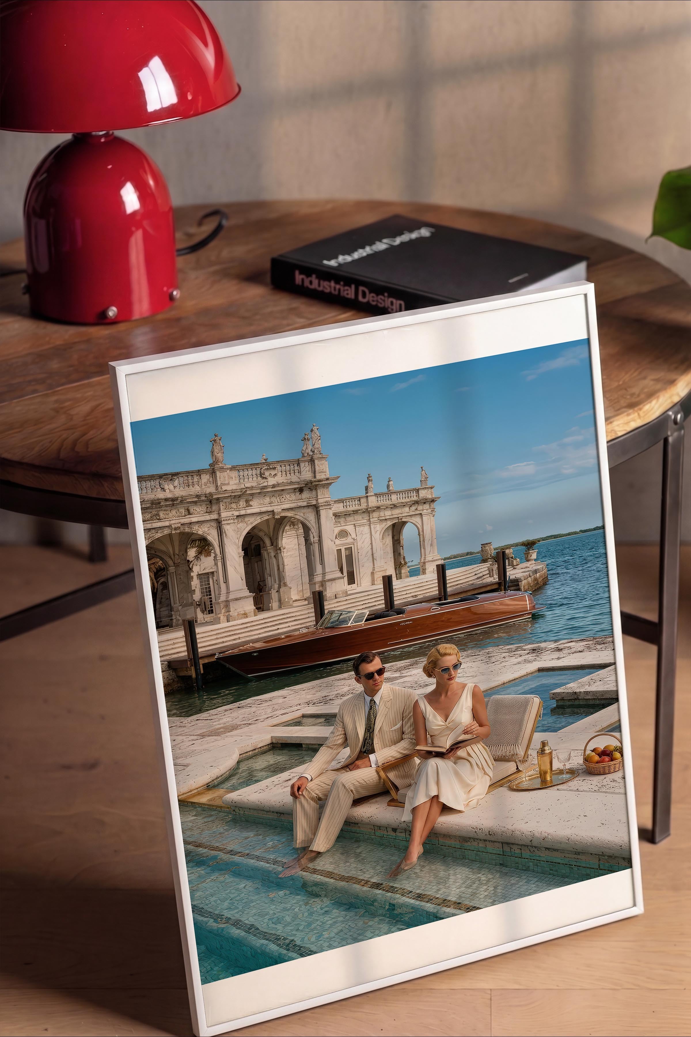 Retro Tatil Posteri, Beyaz Çerçeveli Poster, Old Money Serisi, NO:113196