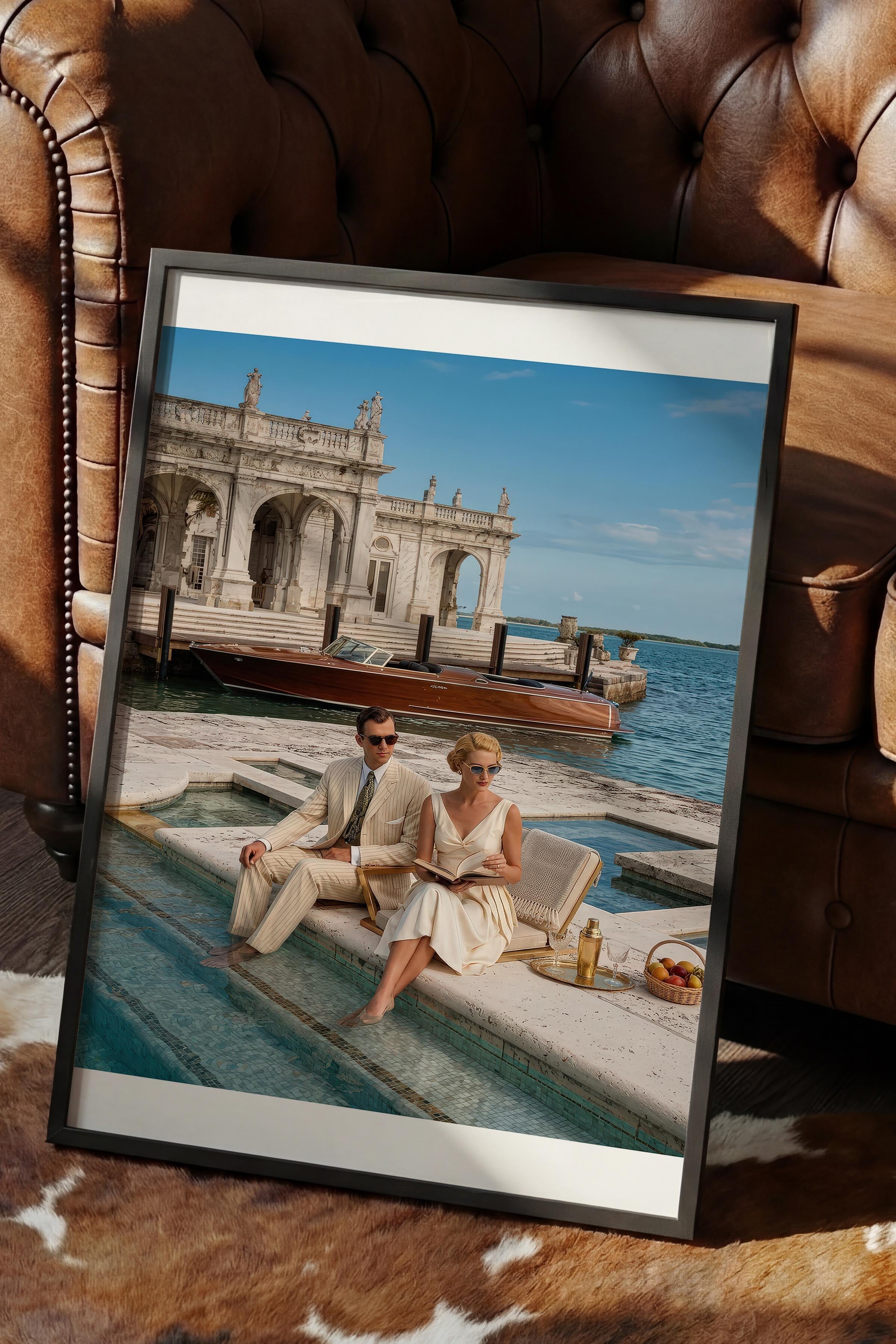 Retro Tatil Posteri, Siyah Çerçeveli Poster, Old Money Serisi, NO:113196