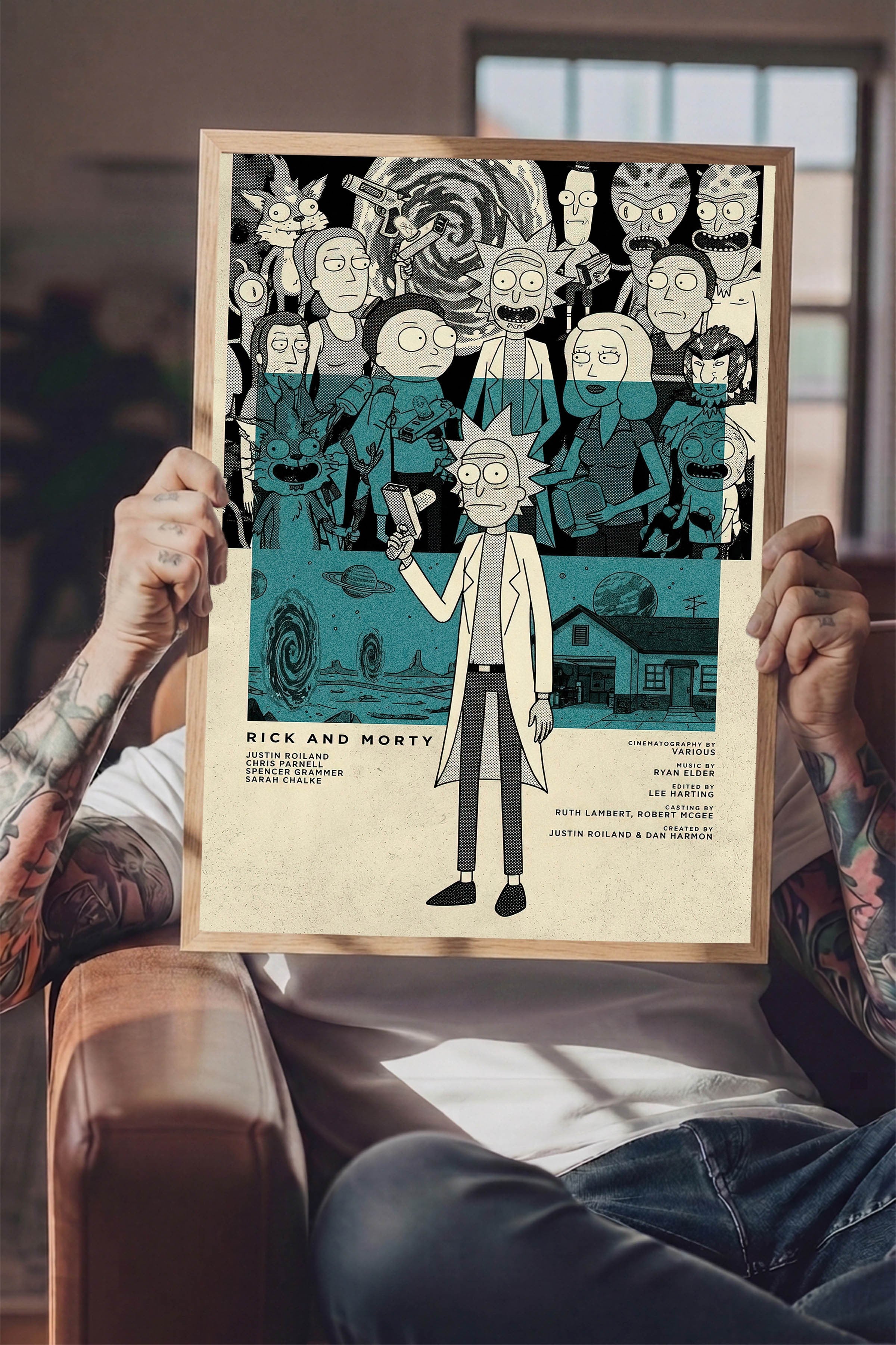 Rick and Morty Ahşap Çerçeveli Poster, Sinema ve Dizi Tablo, Film Dizi Afişleri NO:112799
