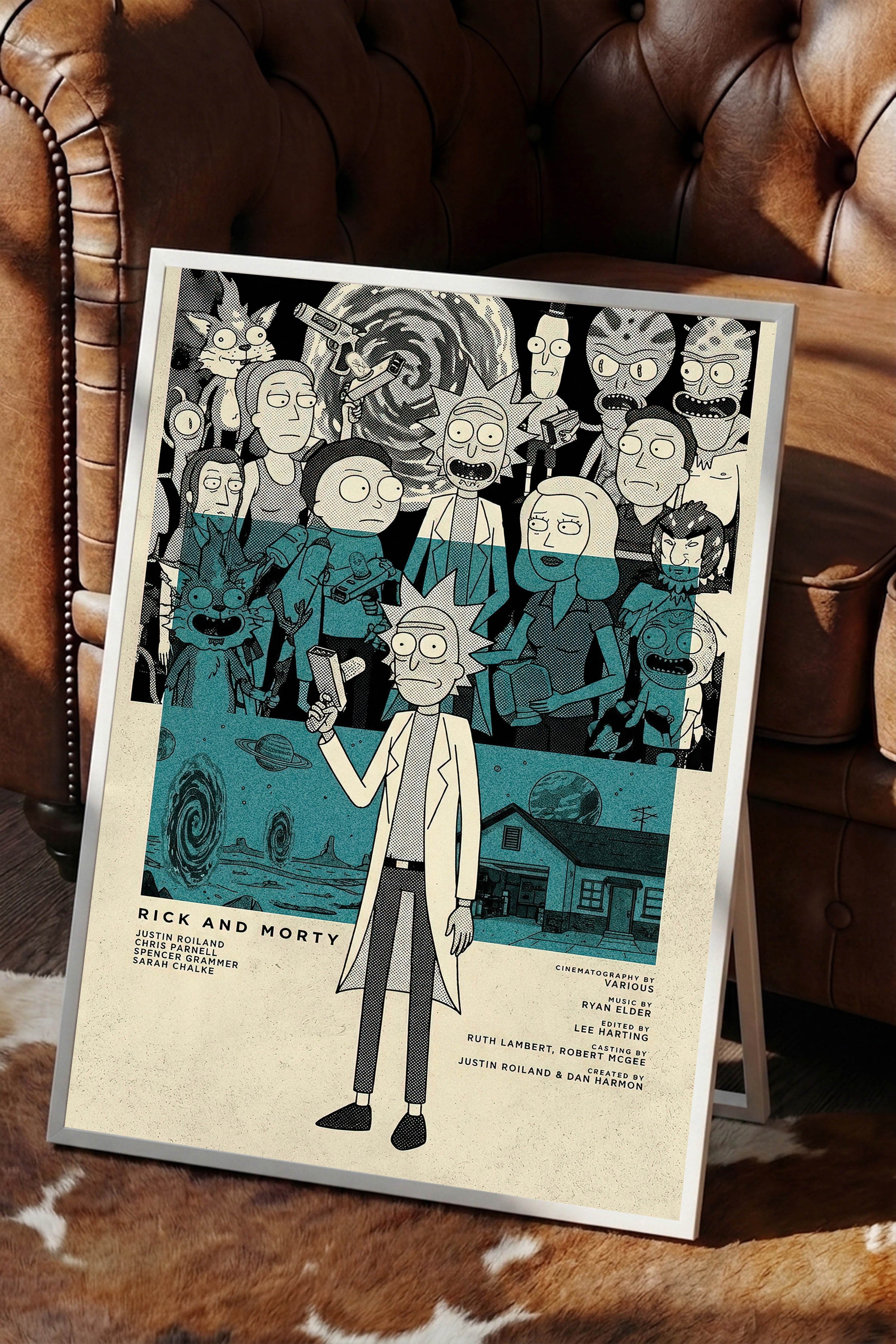 Rick and Morty Beyaz Çerçeveli Poster, Sinema ve Dizi Tablo, Film Dizi Afişleri NO:112799