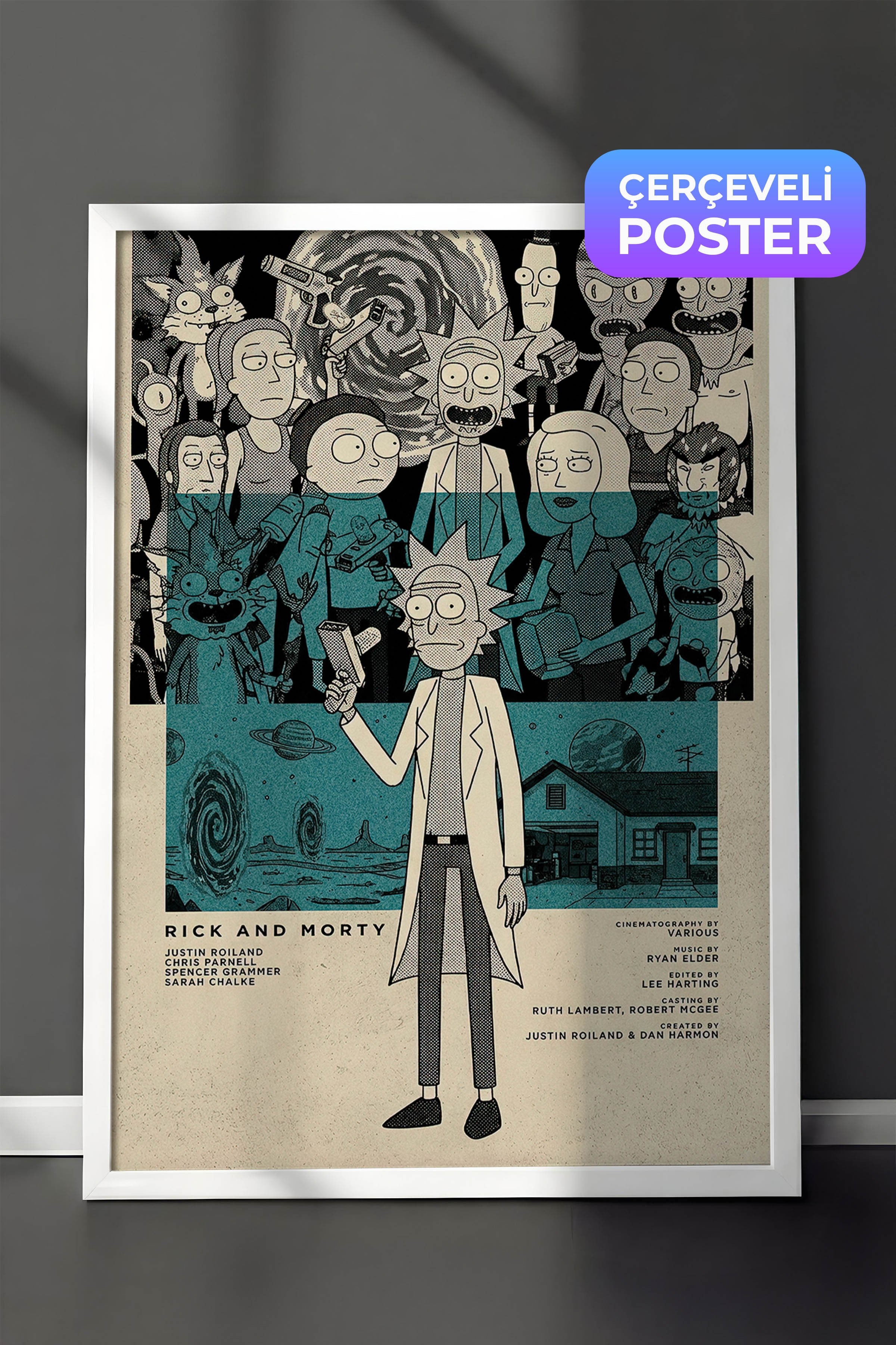 Rick and Morty Beyaz Çerçeveli Poster, Sinema ve Dizi Tablo, Film Dizi Afişleri NO:112799