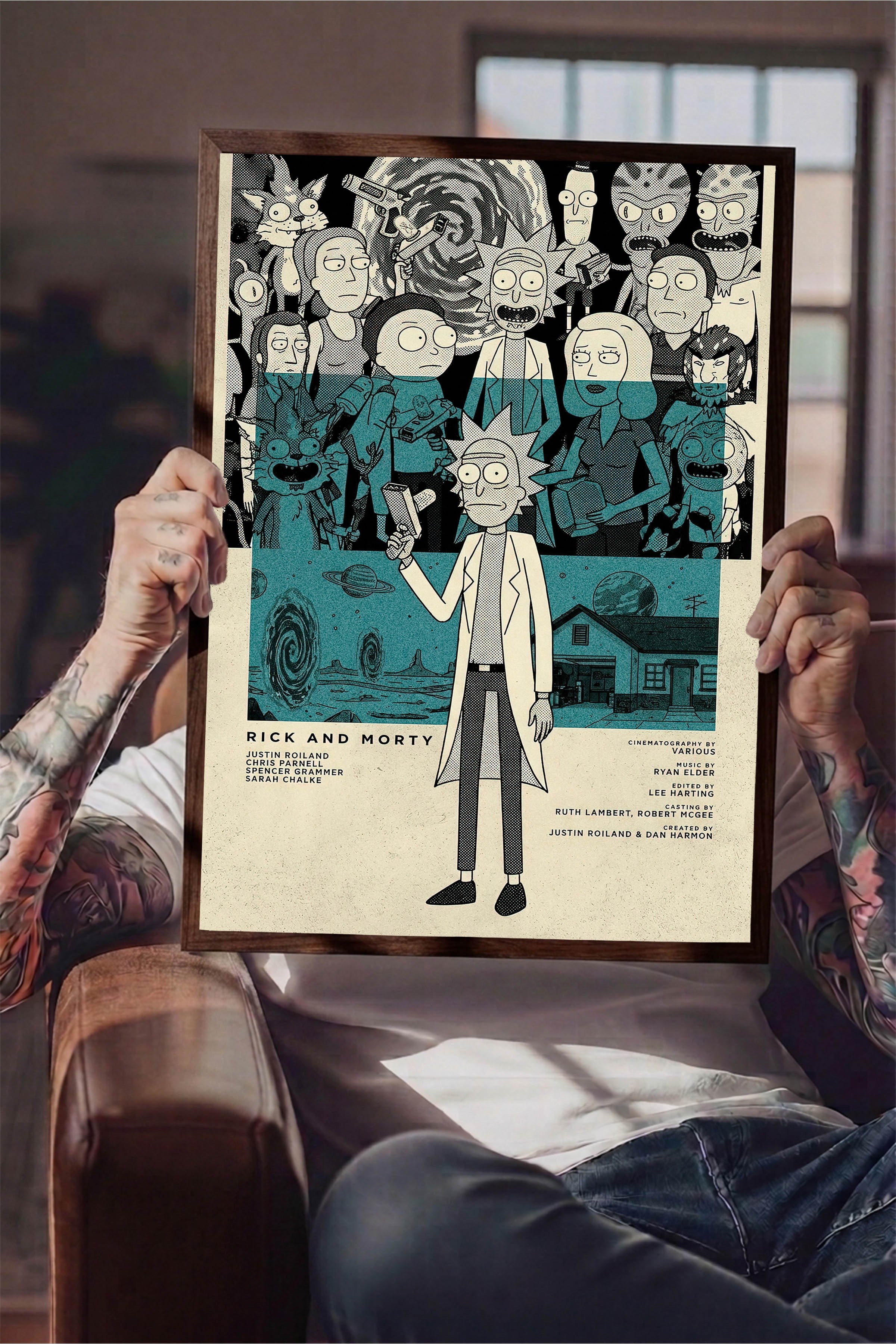 Rick and Morty Kahverengi Çerçeveli Poster, Sinema ve Dizi Tablo, Film Dizi Afişleri NO:112799