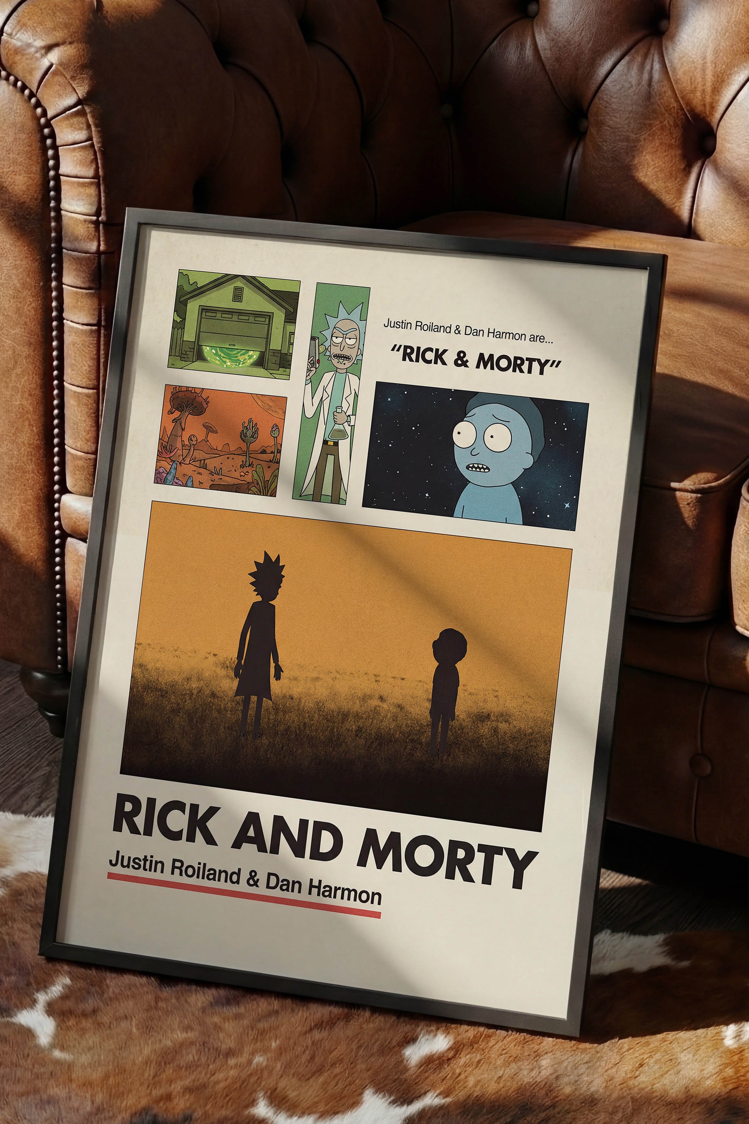 Rick and Morty Siyah Çerçeveli Poster, Sinema ve Dizi Tablo, Film Dizi Afişleri NO:112925