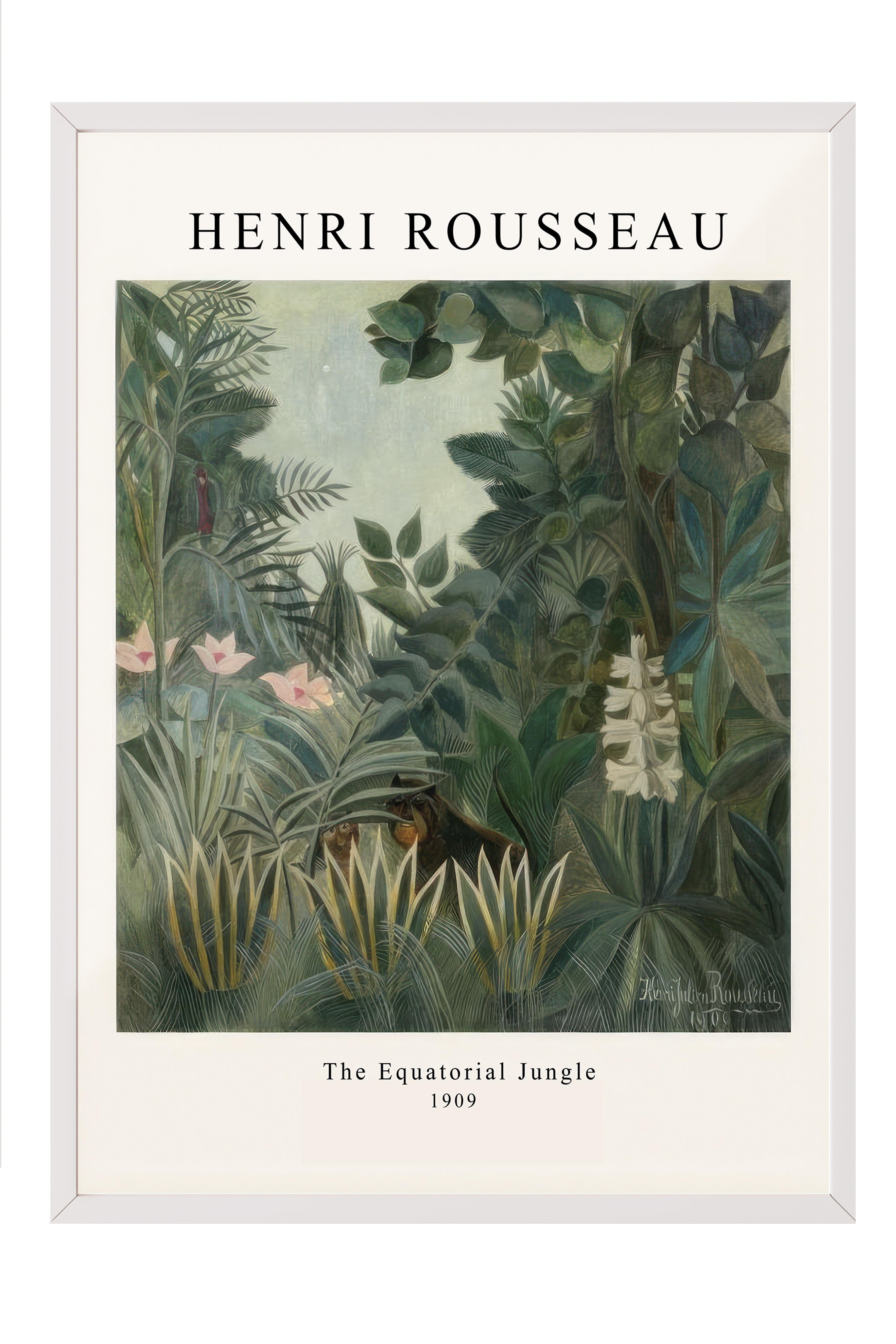 Rousseau - The Equatorial Jungle Beyaz Çerçeveli Tablo, Duvar Tablosu Comfort Serisi NO:108498