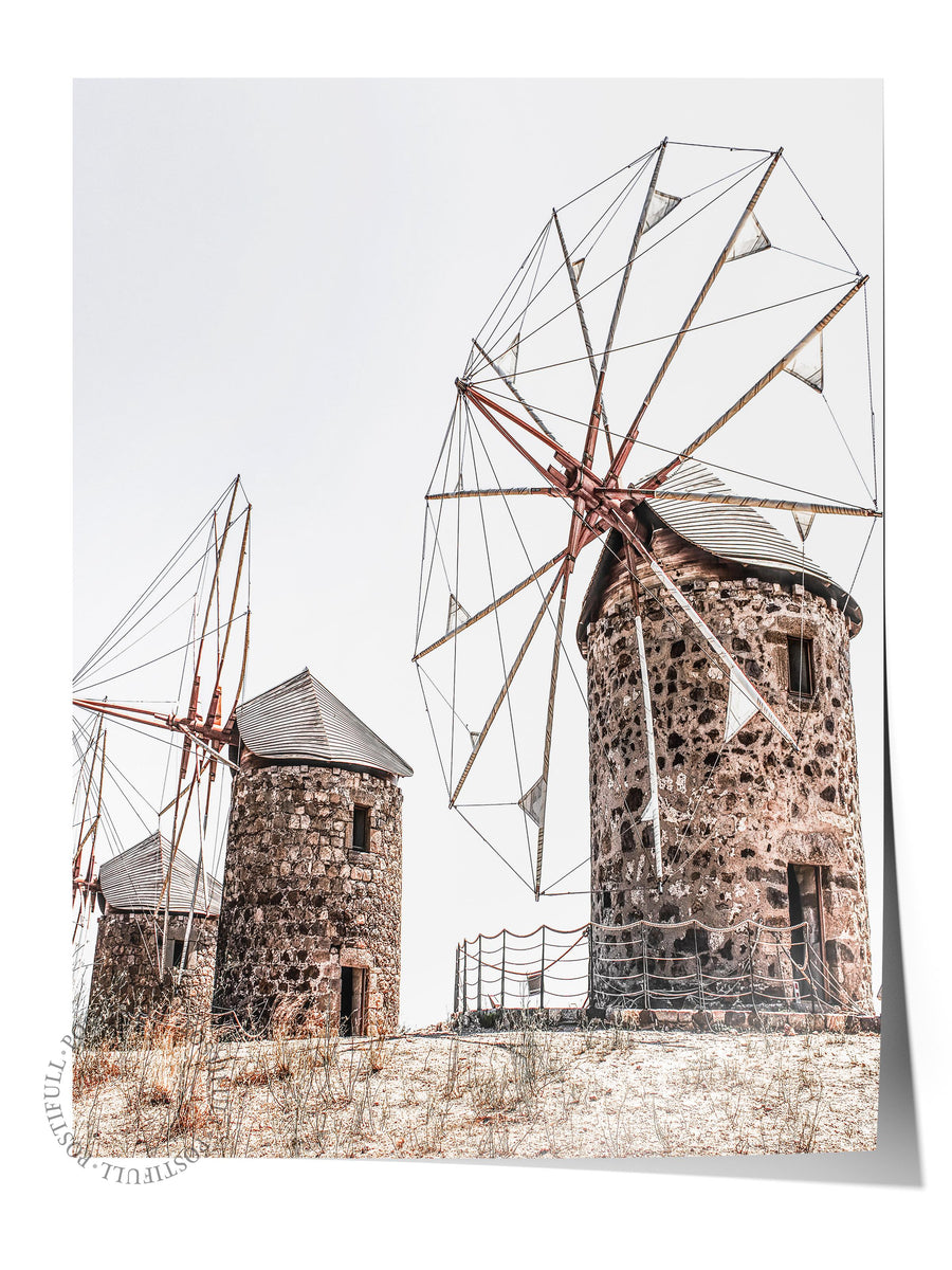 Rüzgar Değirmenleri Rustic Çerçevesiz Poster