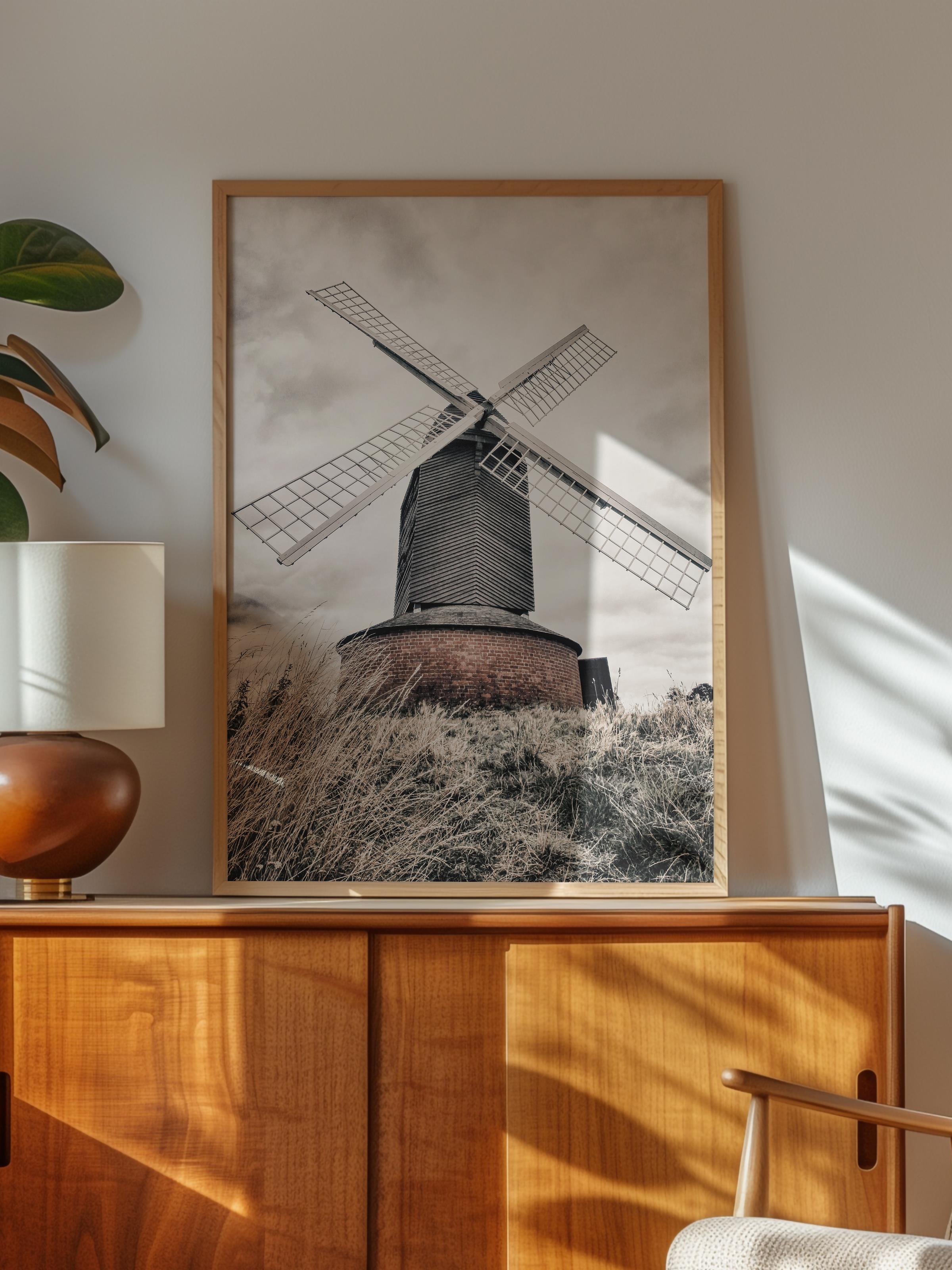 Rustic Çerçevesiz Poster, İskandinav Beyaz Poster, NO:333 Değirmen Fotoğraf, Dikey