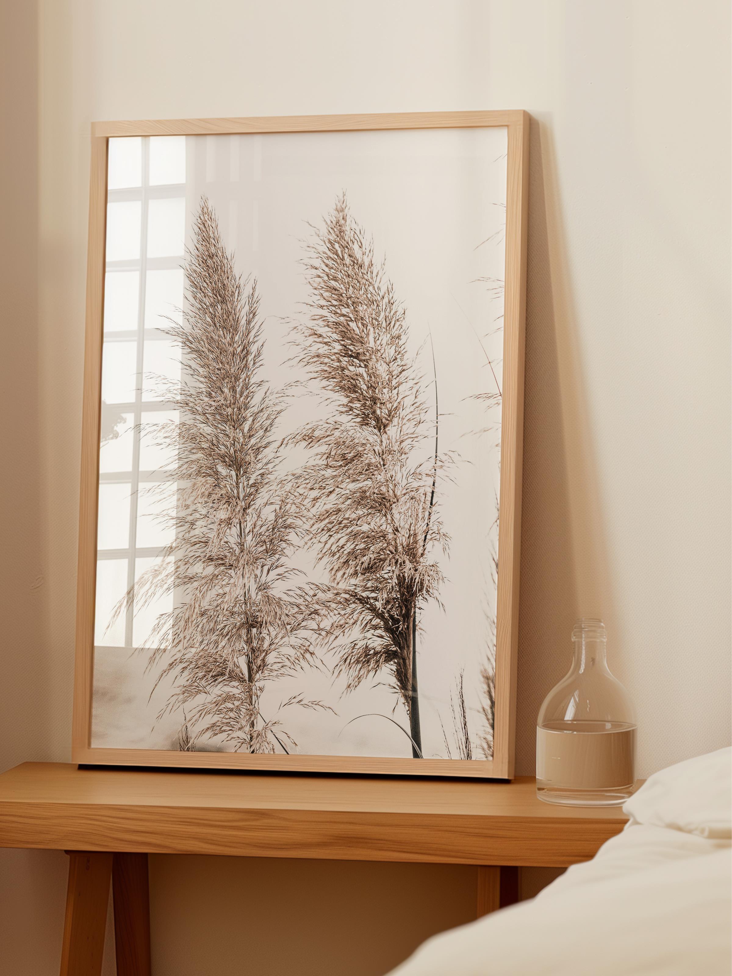 Rustic Çerçevesiz Poster, İskandinav Beyaz Poster, NO:342 Püsküllü Otlar Fotoğraf, Dikey