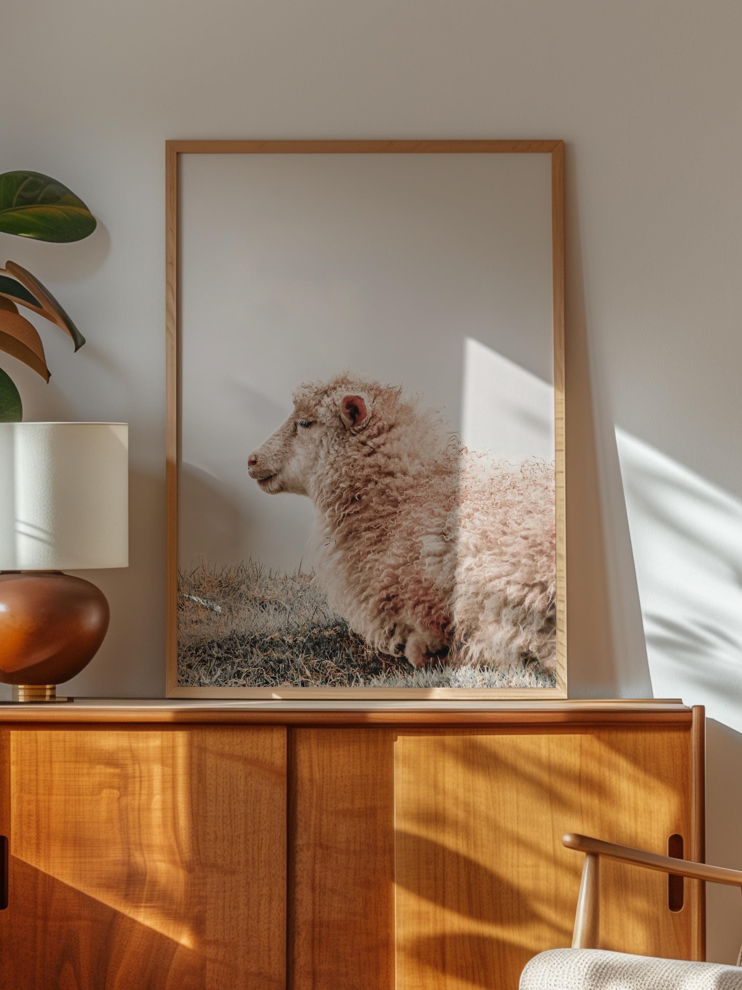 Rustic Çerçevesiz Poster, İskandinav Beyaz Poster, NO:343 Koyun Fotoğraf, Dikey