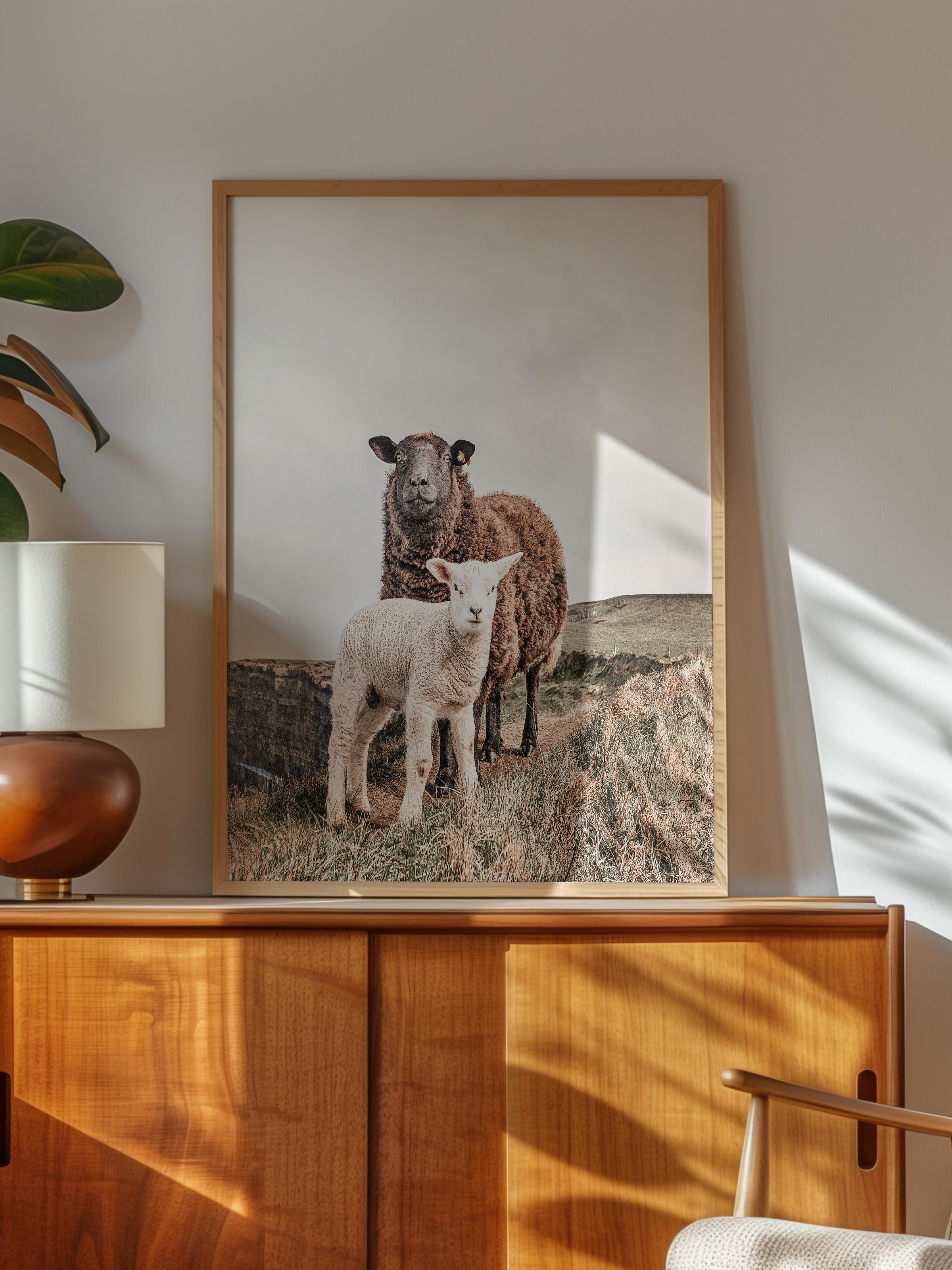 Rustic Çerçevesiz Poster, İskandinav Beyaz Poster, NO:349 İnekler Fotoğraf, Dikey