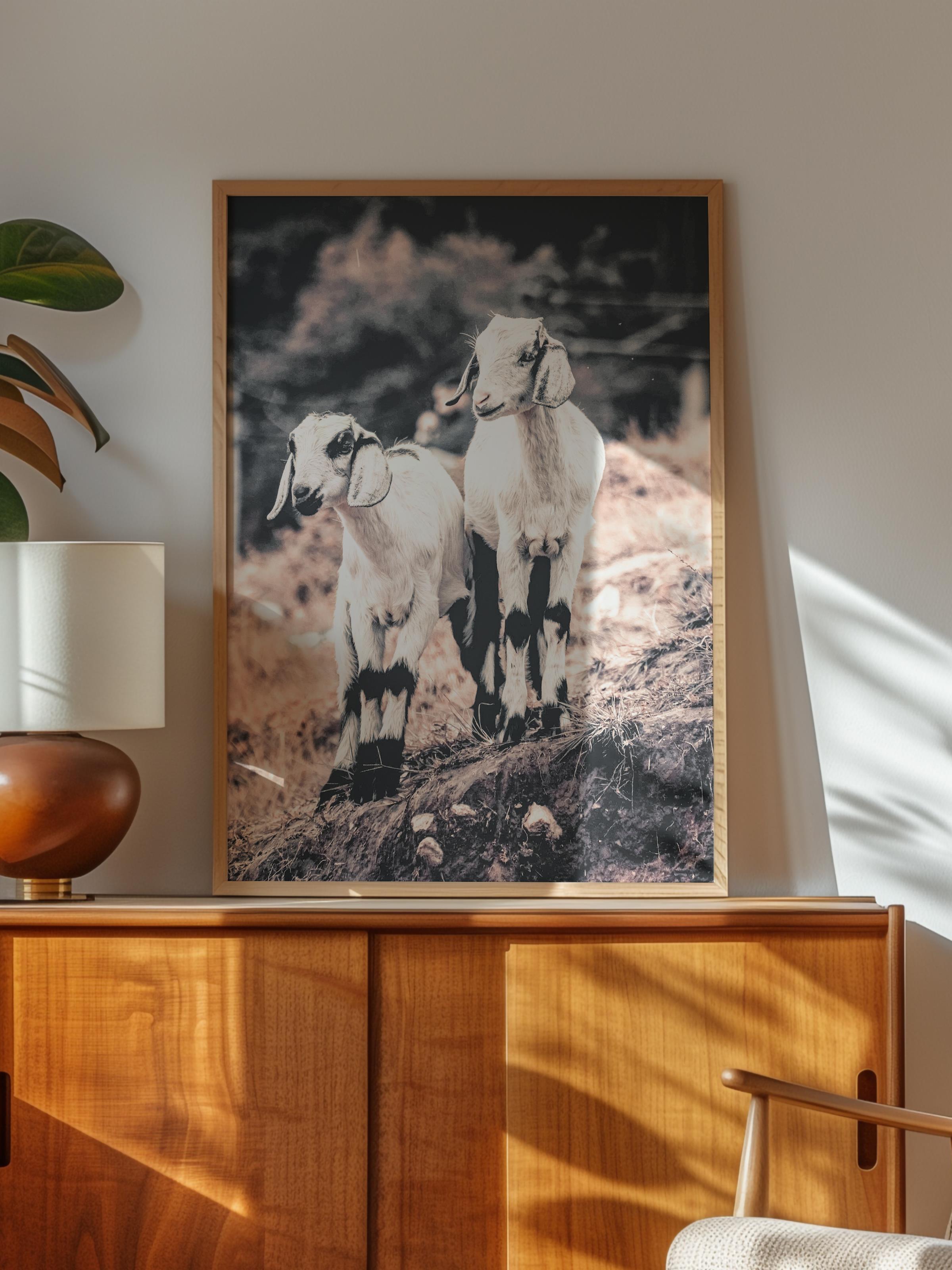 Rustic Çerçevesiz Poster, İskandinav Beyaz Poster, NO:352 İnekler Fotoğraf, Dikey