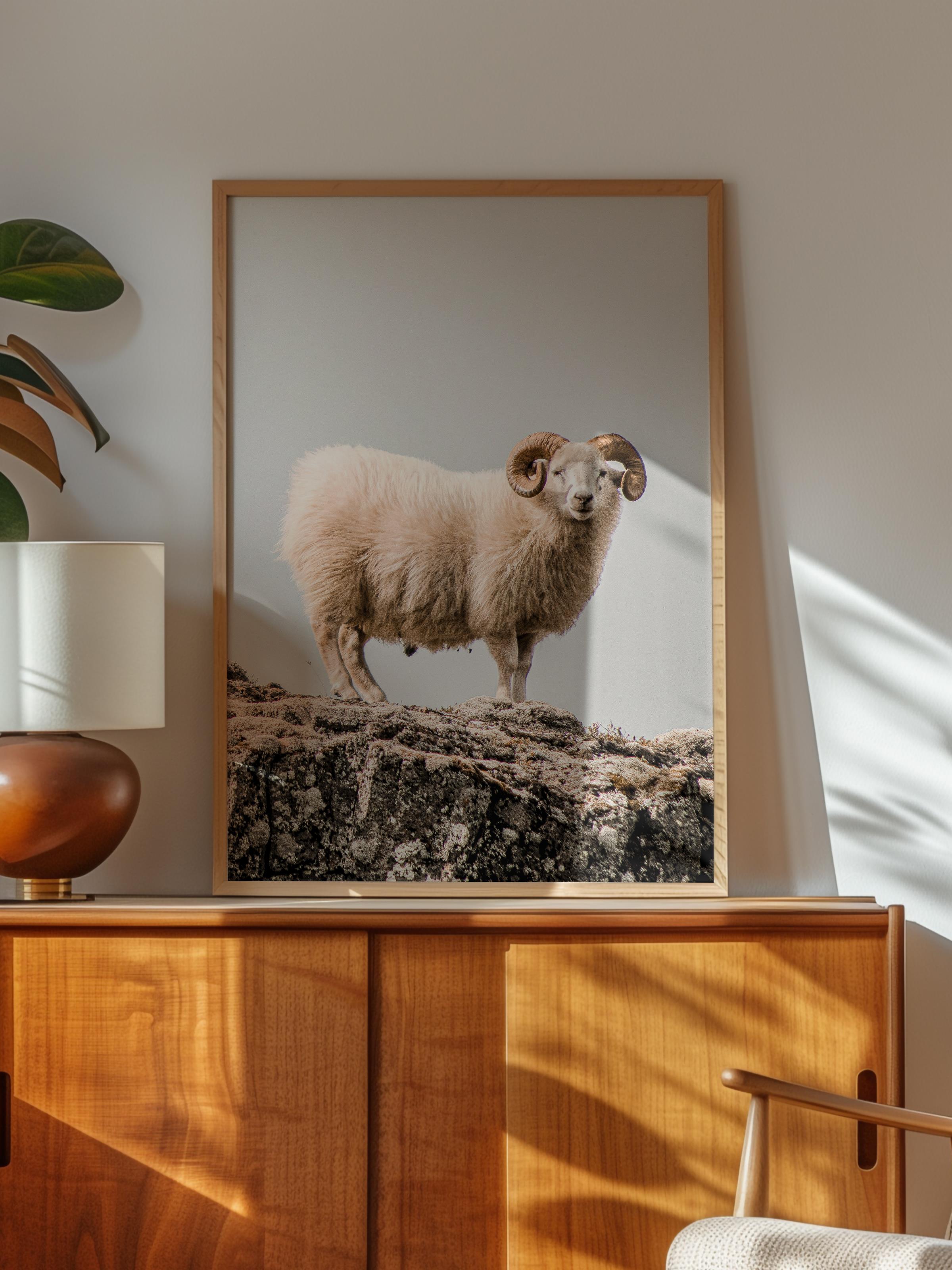 Rustic Çerçevesiz Poster, İskandinav Beyaz Poster, NO:359 Koç Fotoğraf, Dikey