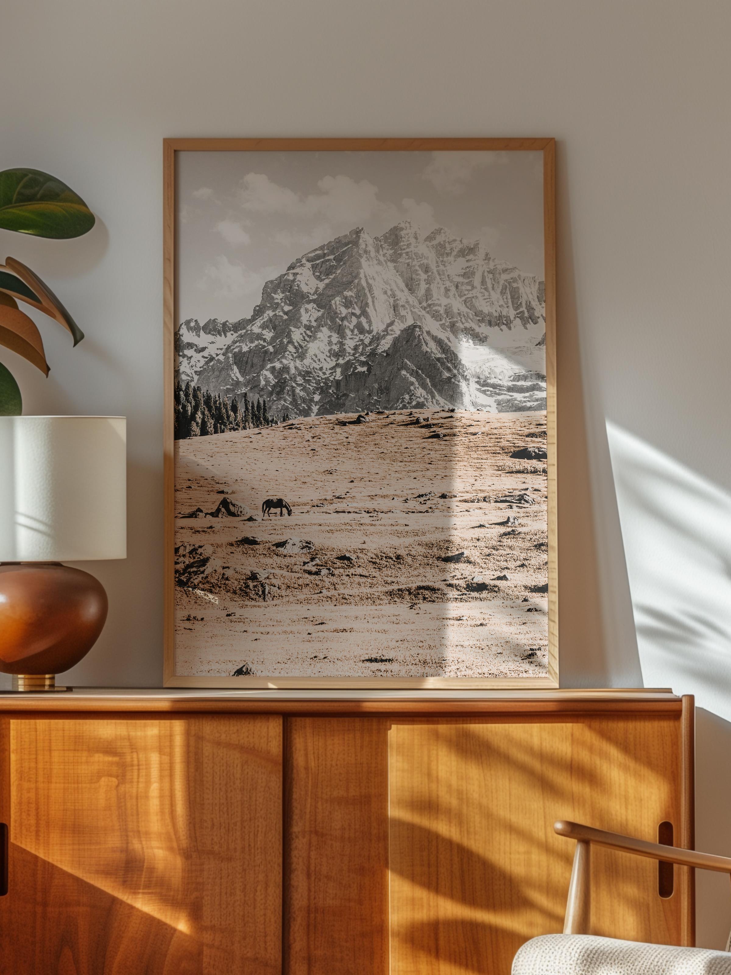 Rustic Çerçevesiz Poster, İskandinav Beyaz Poster, NO:375 Dağ Fotoğraf, Dikey