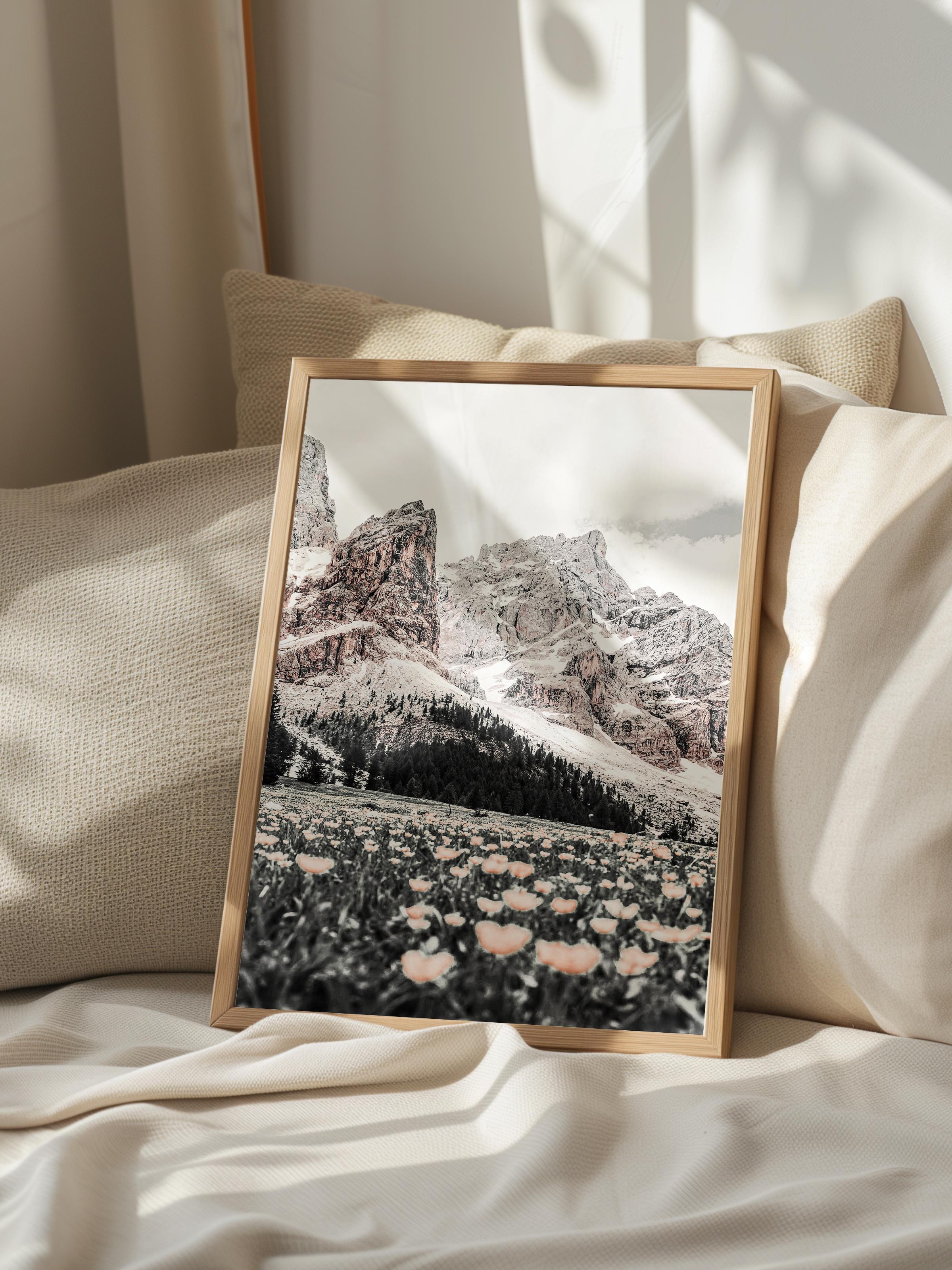 Rustic Çerçevesiz Poster, İskandinav Beyaz Poster, NO:384 Dağ Manzarası Fotoğraf, Dikey