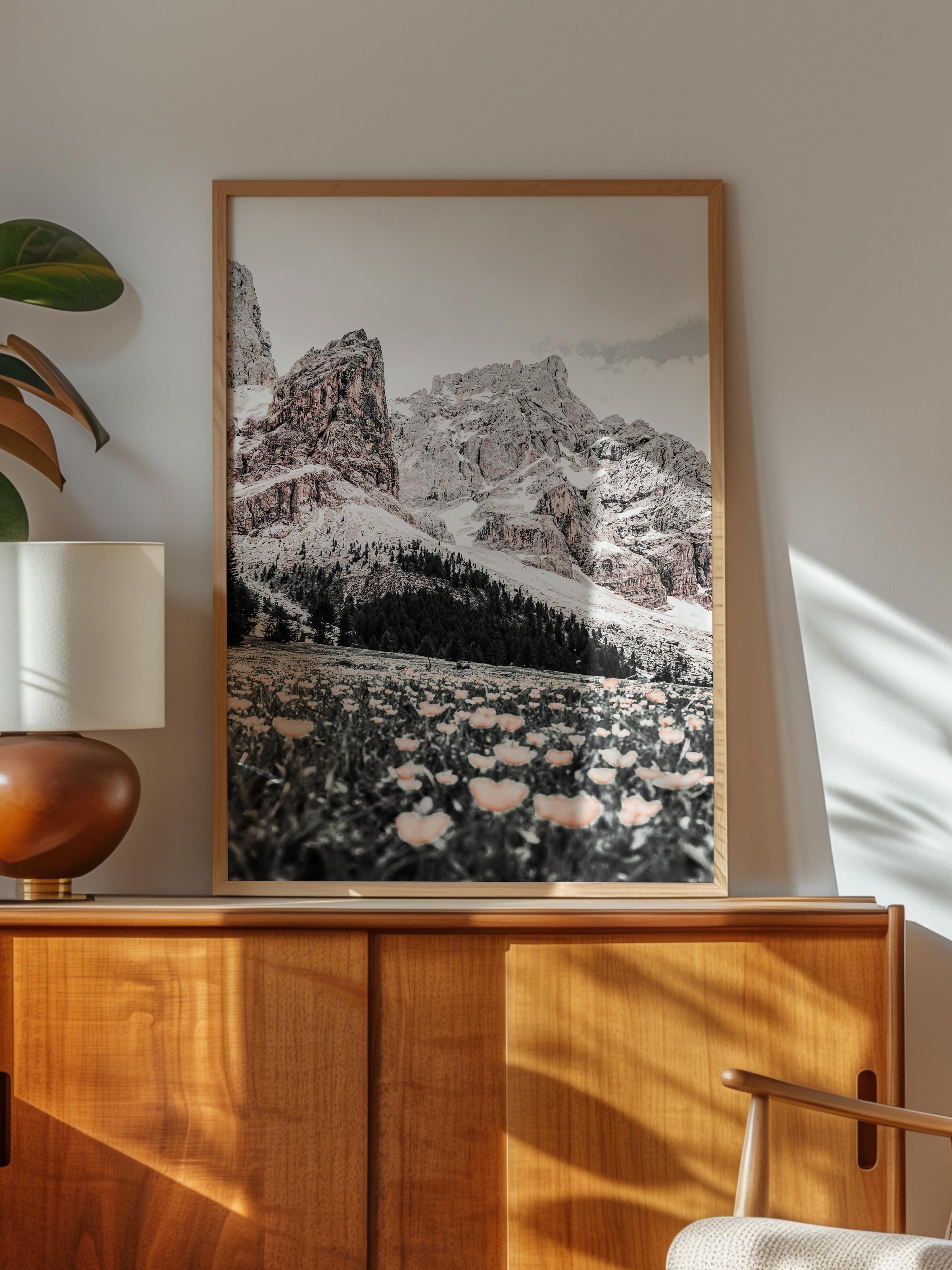 Rustic Çerçevesiz Poster, İskandinav Beyaz Poster, NO:384 Dağ Manzarası Fotoğraf, Dikey