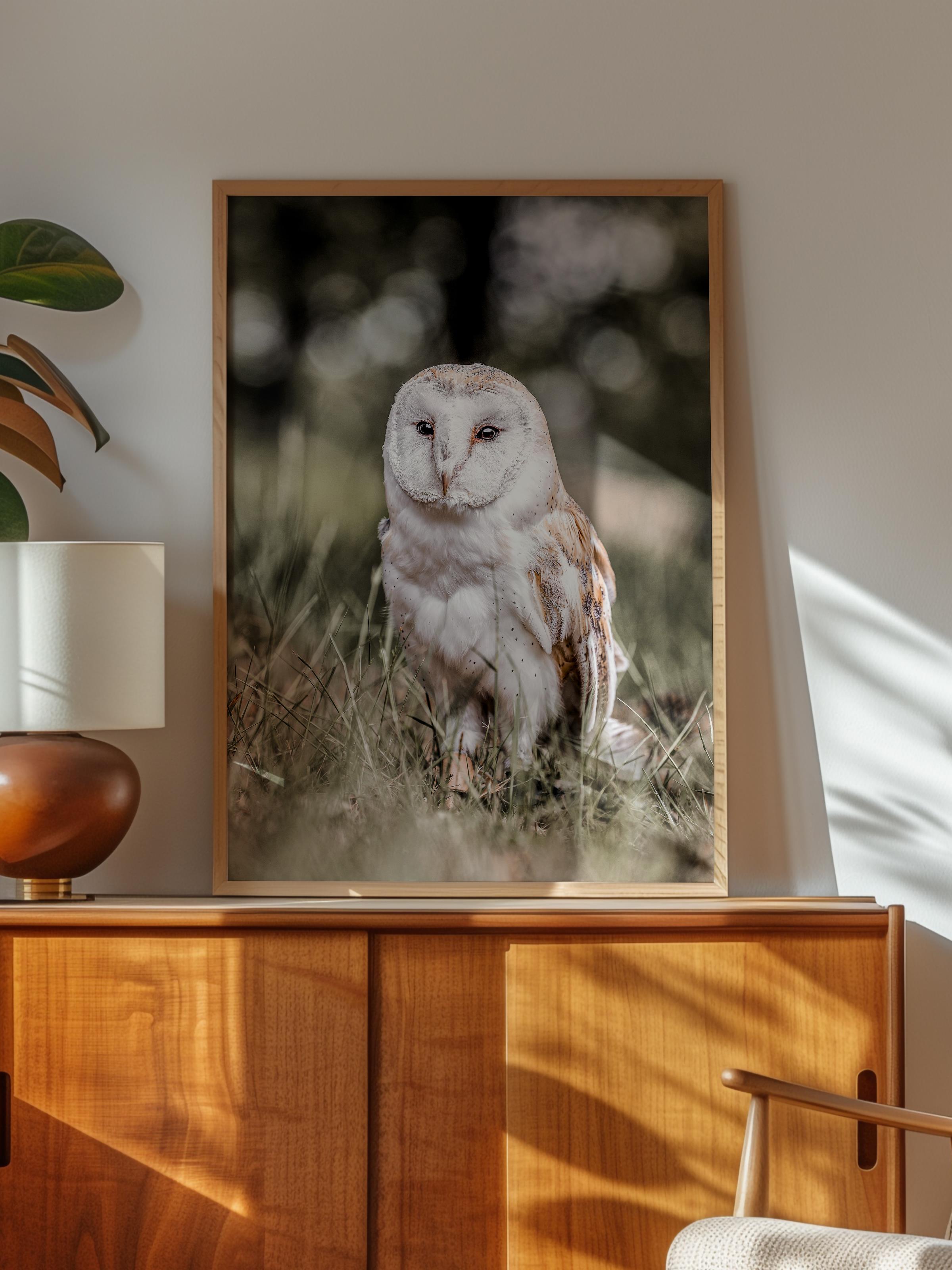 Rustic Çerçevesiz Poster, İskandinav Beyaz Poster, NO:393 Baykuş Fotoğraf