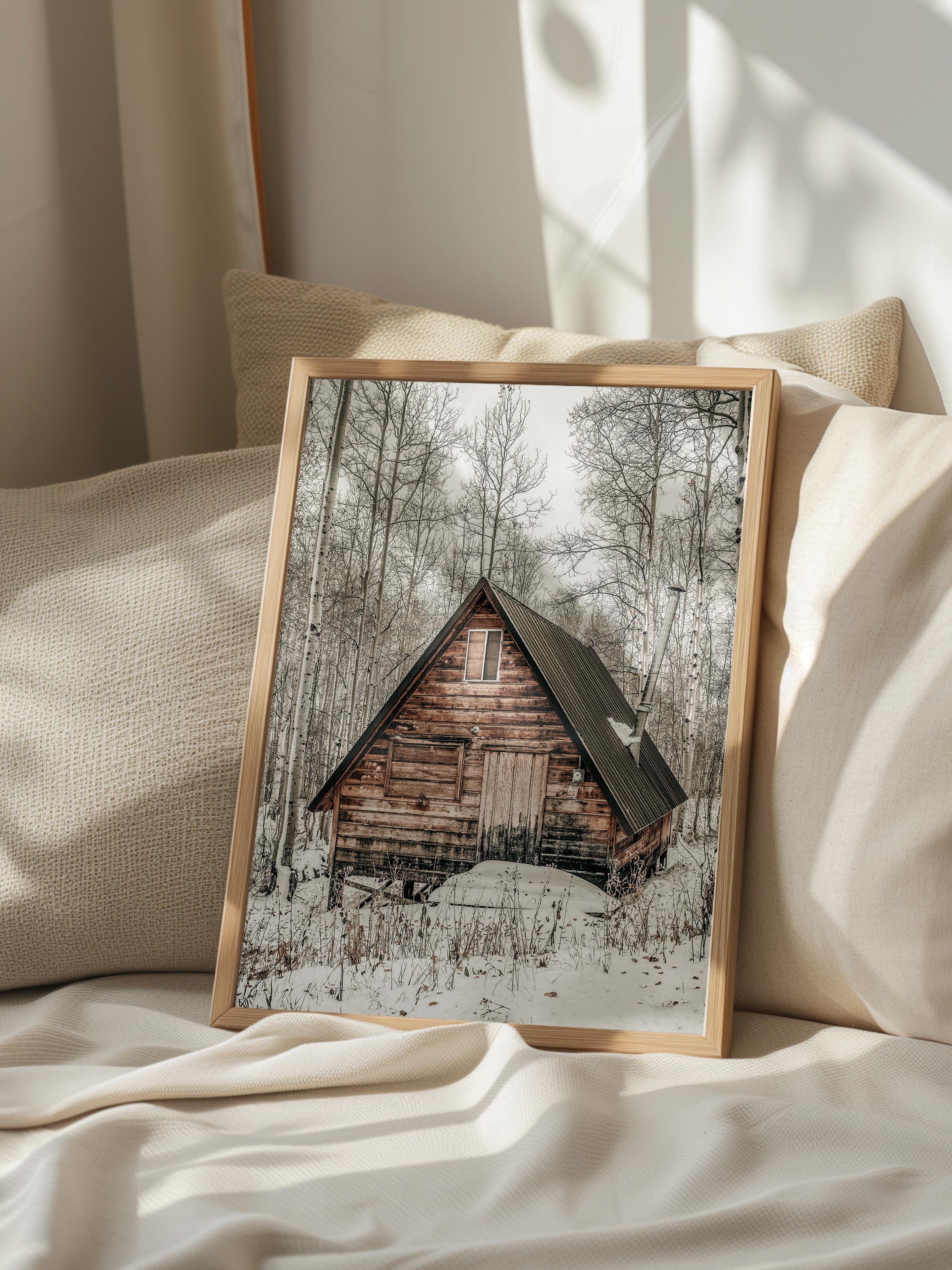 Rustic Çerçevesiz Poster, İskandinav Beyaz Poster, NO:415 Kulübe Fotoğraf