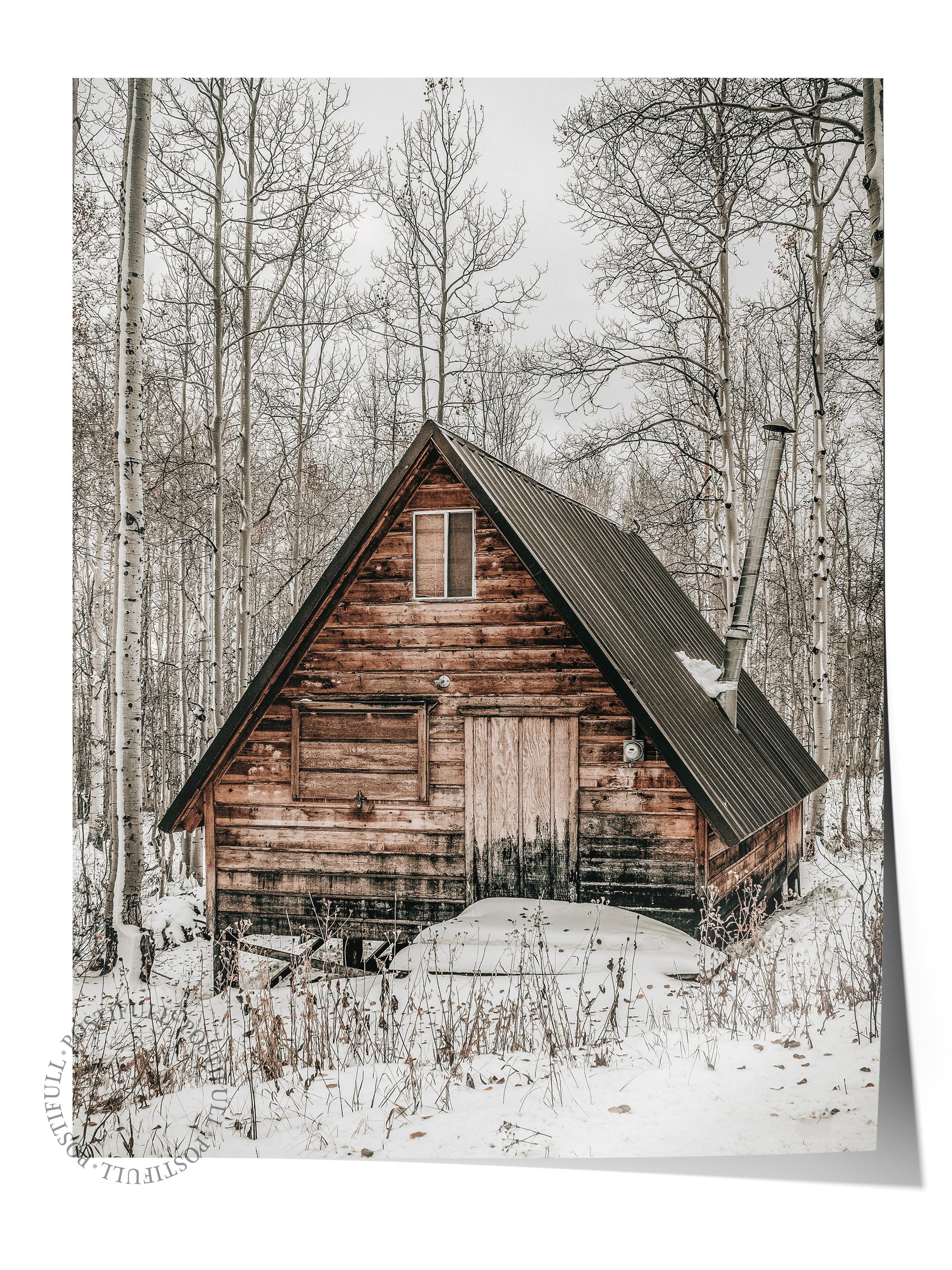 Rustic Çerçevesiz Poster, İskandinav Beyaz Poster, NO:415 Kulübe Fotoğraf