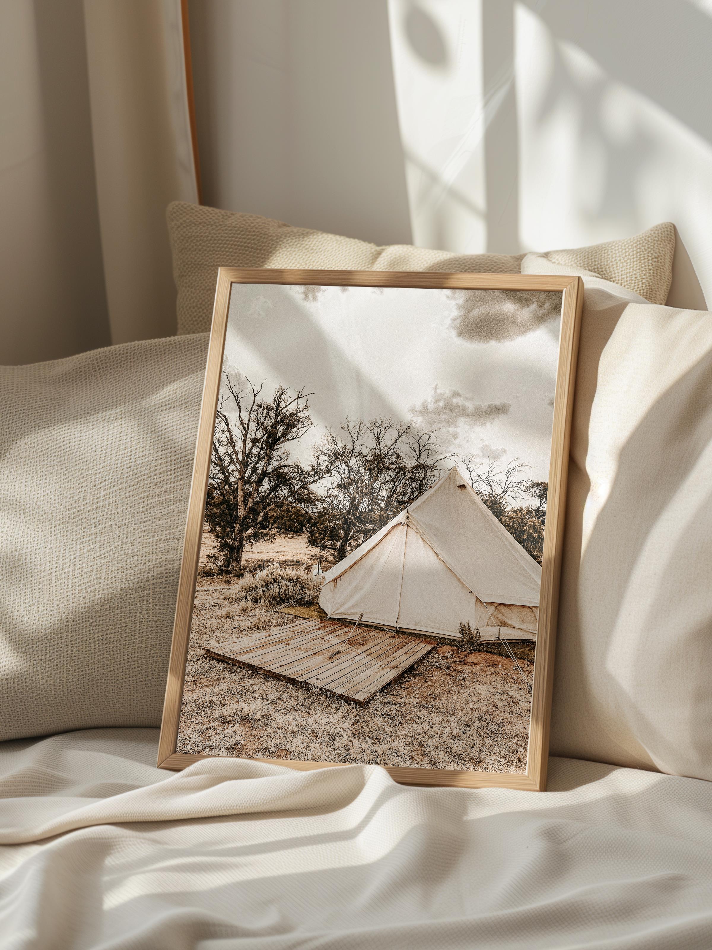 Rustic Çerçevesiz Poster, İskandinav Beyaz Poster, NO:439 Çadır Fotoğraf