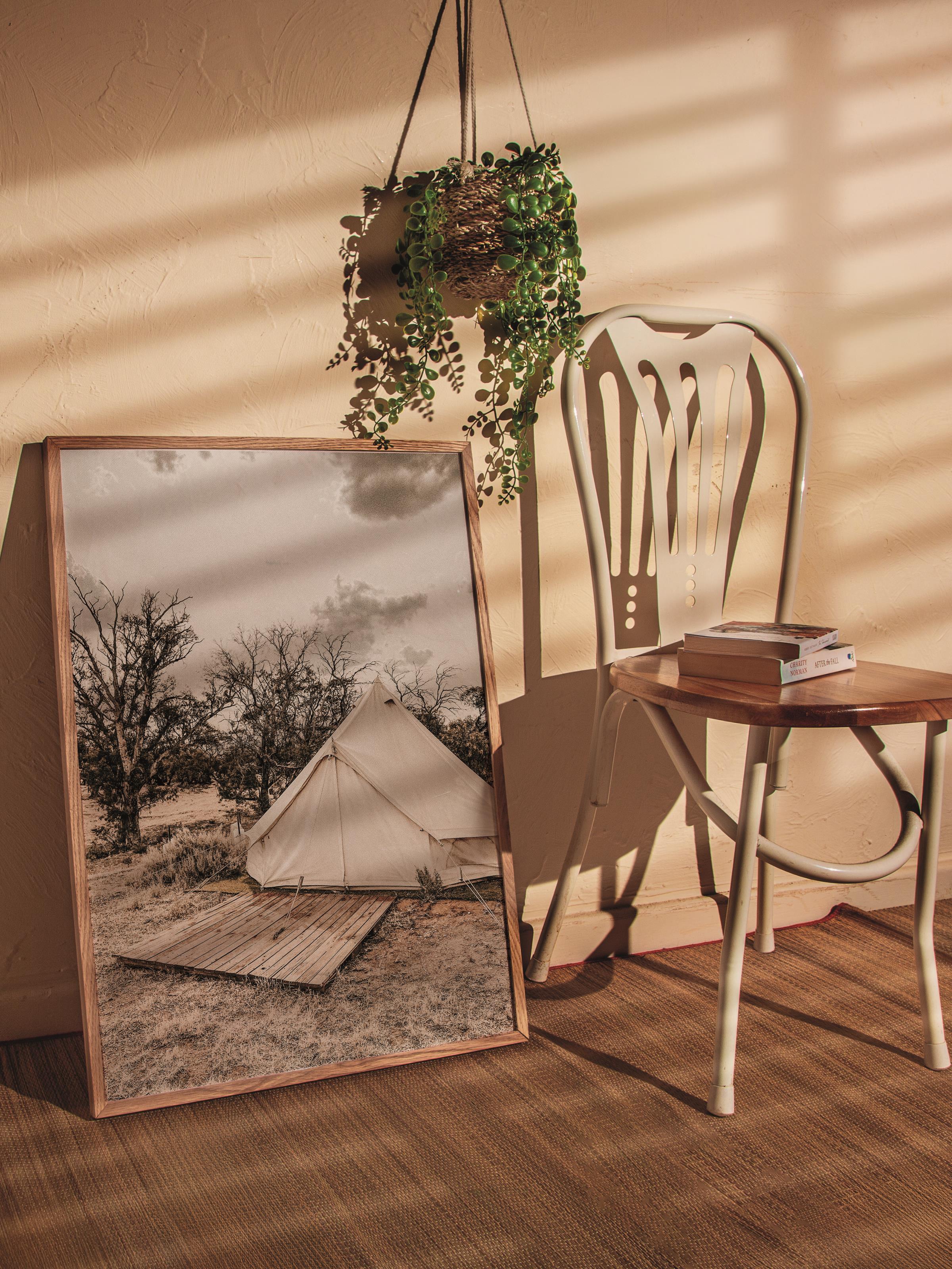 Rustic Çerçevesiz Poster, İskandinav Beyaz Poster, NO:439 Çadır Fotoğraf