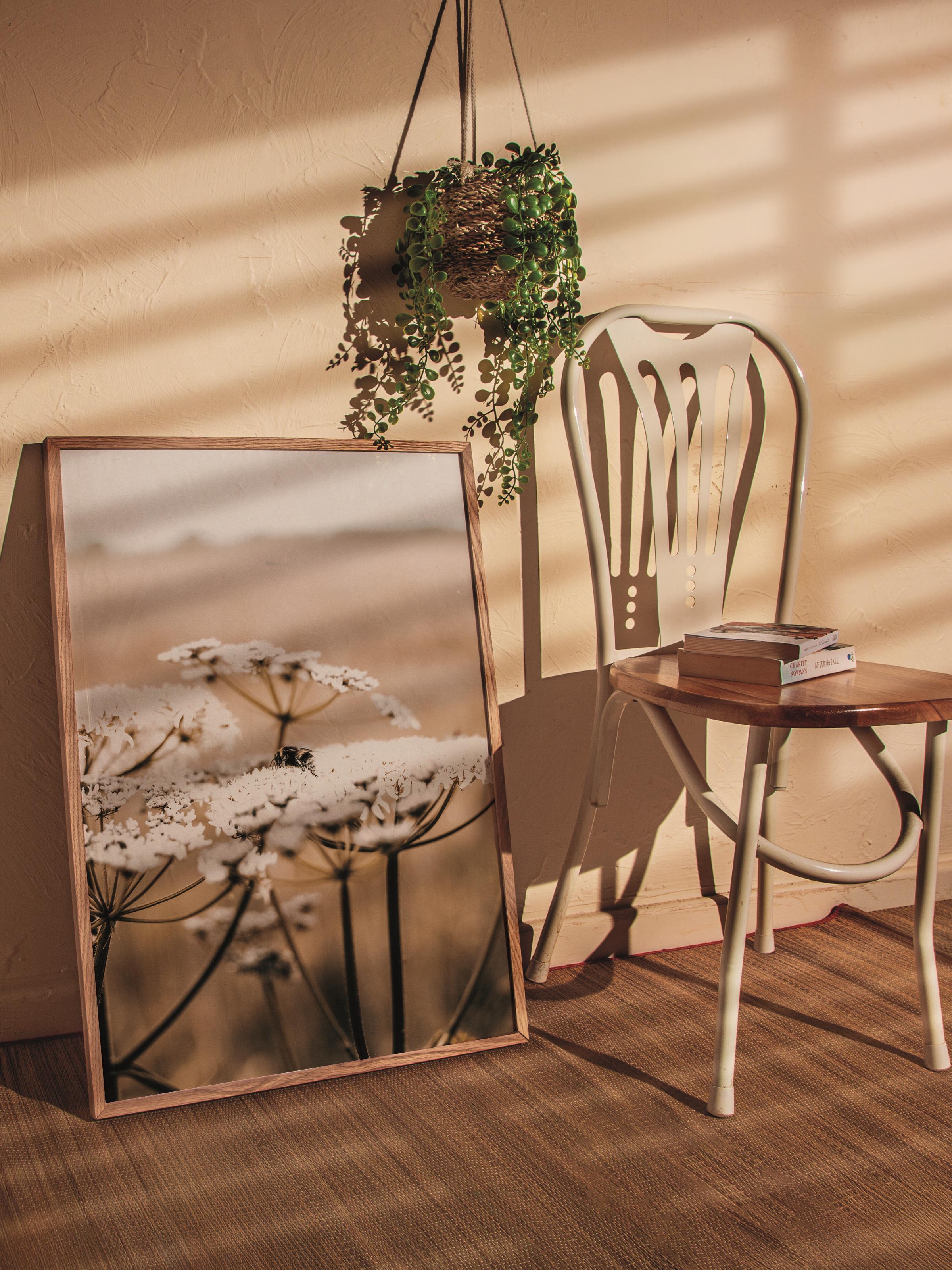 Rustic Çerçevesiz Poster, İskandinav Beyaz Poster, NO:450 Papatya Fotoğraf
