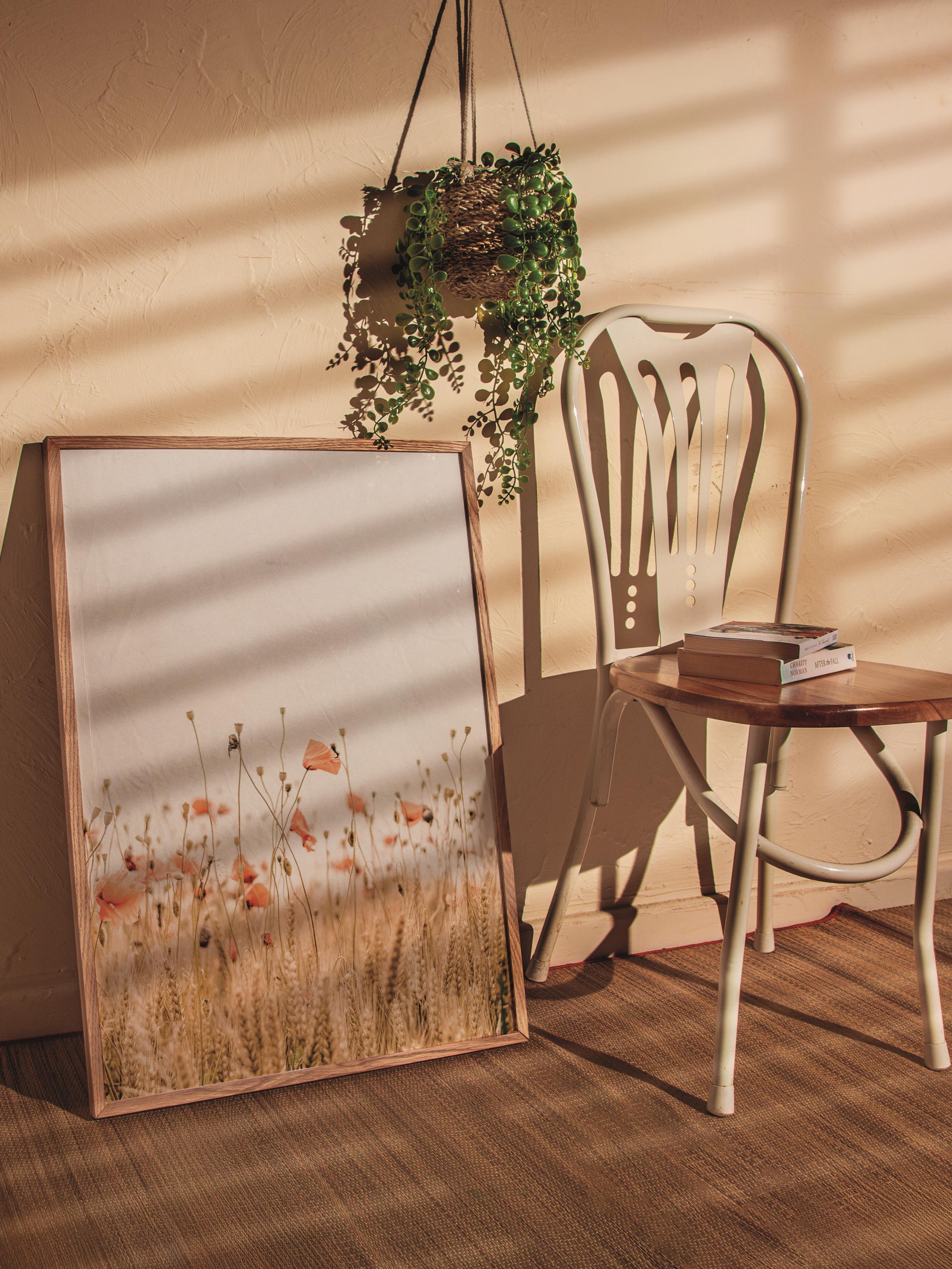 Rustic Çerçevesiz Poster, İskandinav Beyaz Poster, NO:454 Tarla Fotoğraf