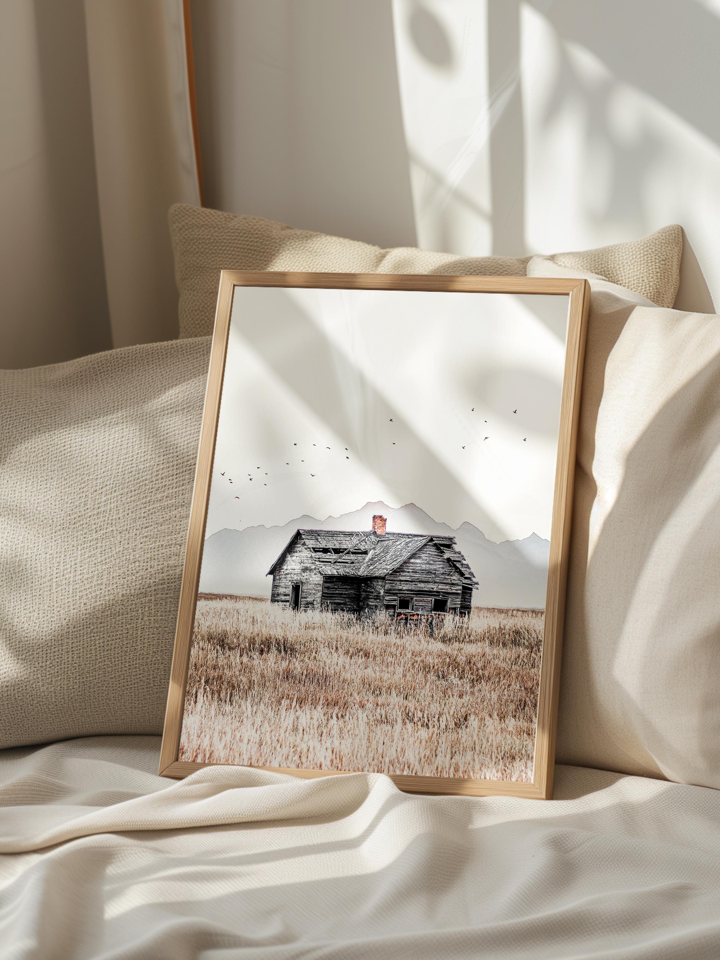 Rustic Çerçevesiz Poster, İskandinav Beyaz Poster, NO:488 Çiftlik Fotoğraf