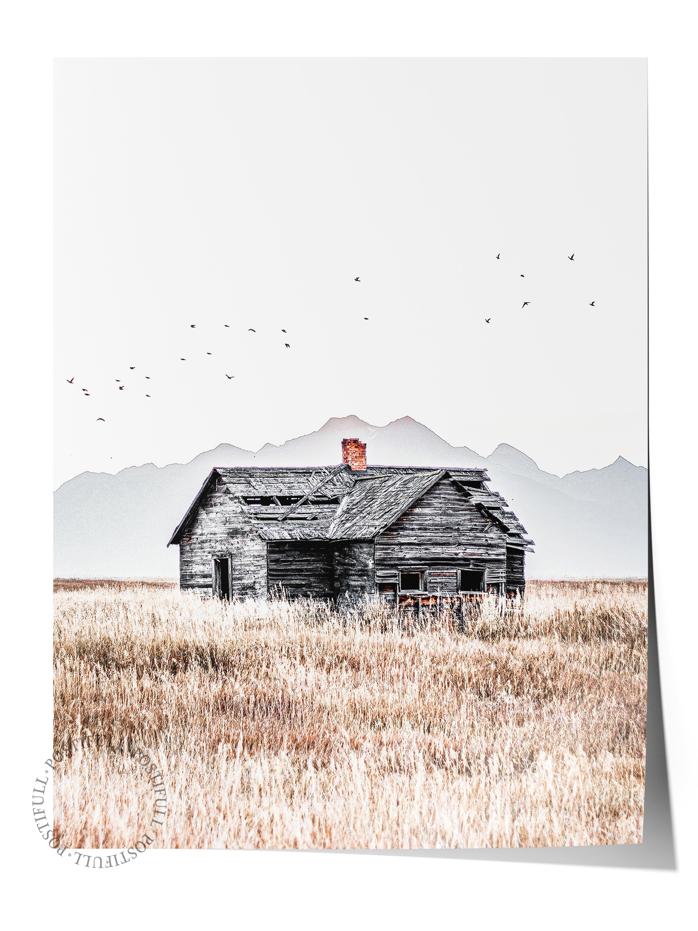 Rustic Çerçevesiz Poster, İskandinav Beyaz Poster, NO:488 Çiftlik Fotoğraf