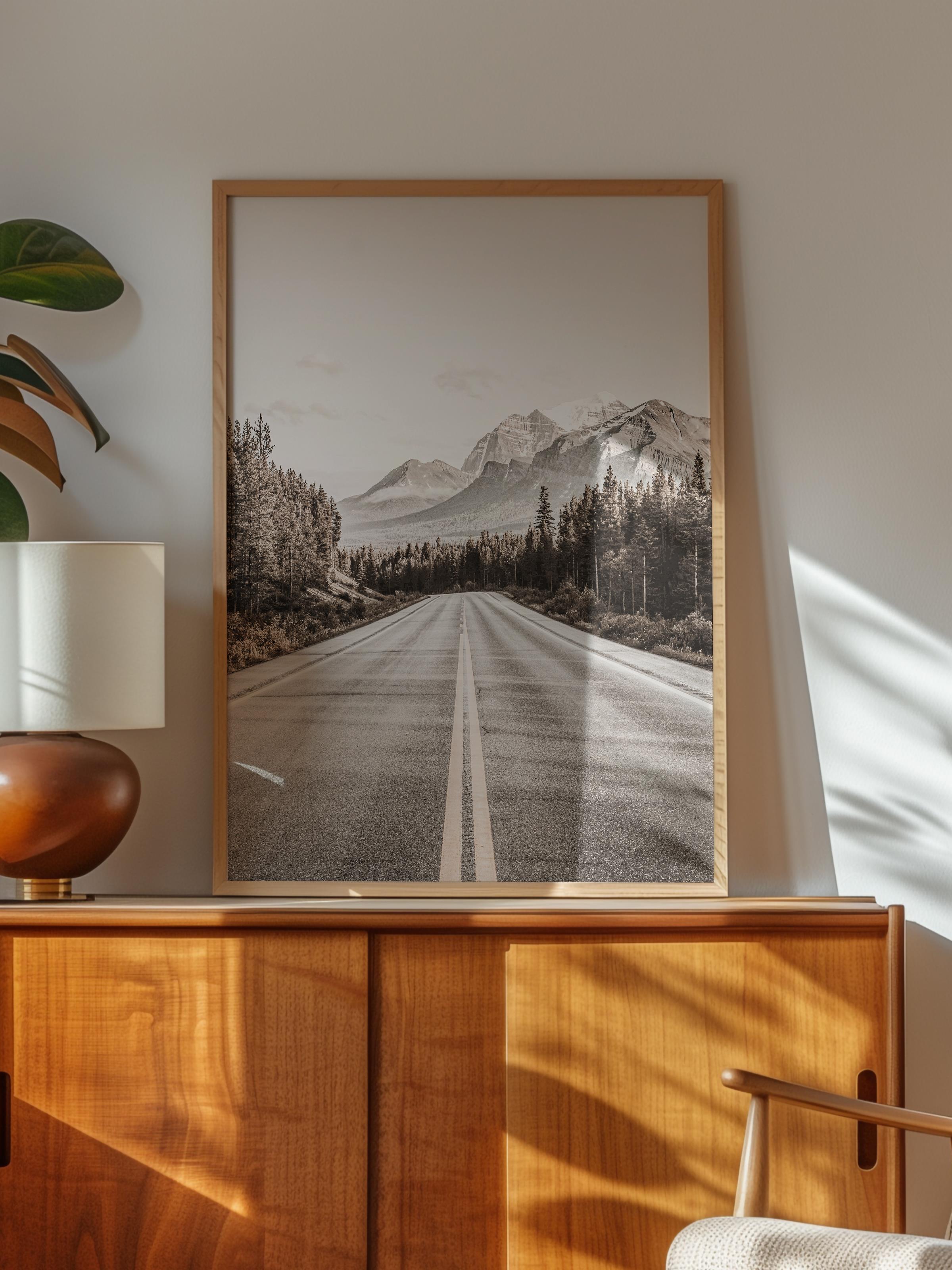 Rustic Çerçevesiz Poster, İskandinav Gri Poster, NO:364 Yol Fotoğraf, Dikey