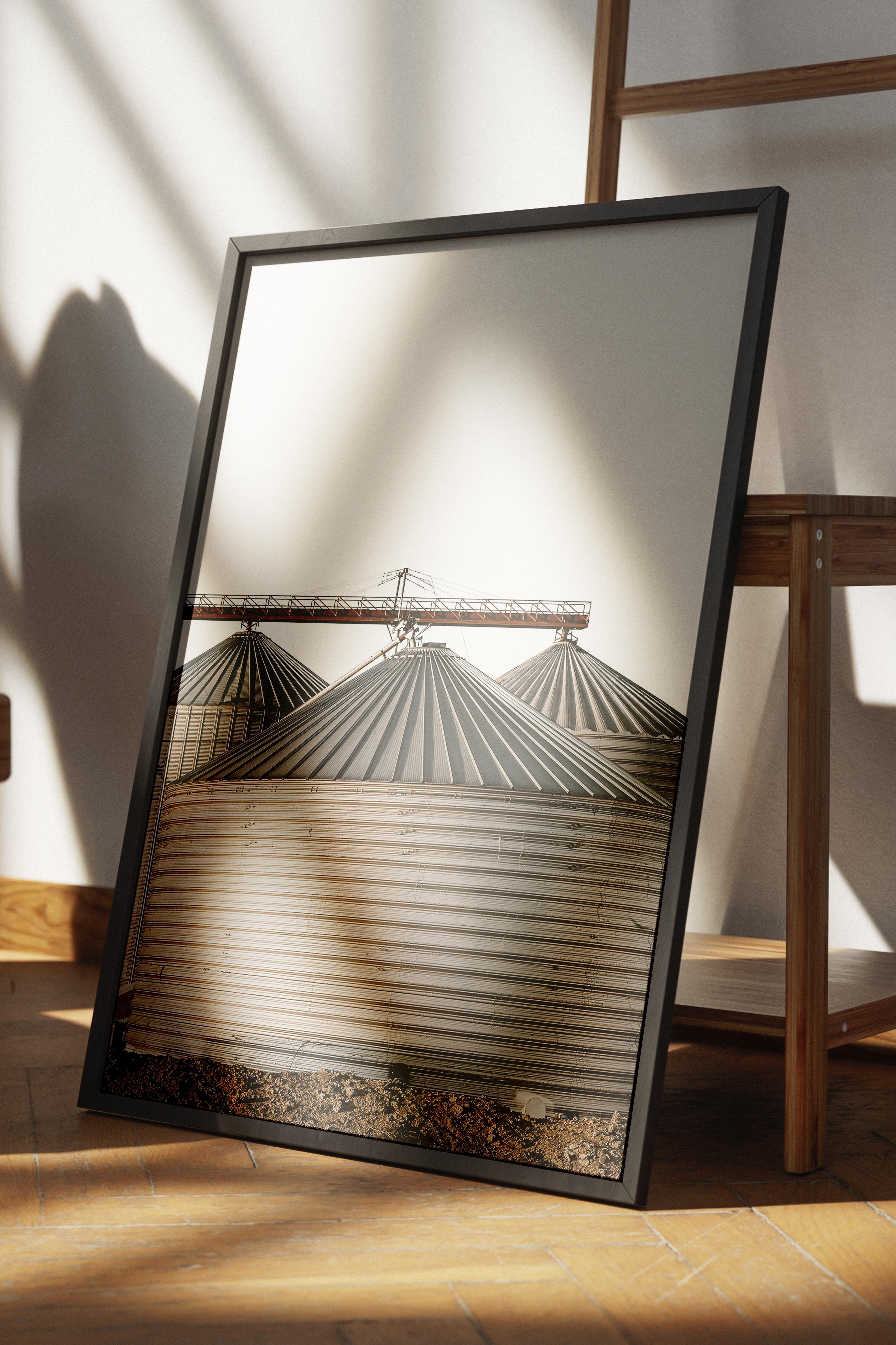 Rustic Çerçevesiz Poster, İskandinav Gri Poster, NO:389 Silolar Fotoğraf
