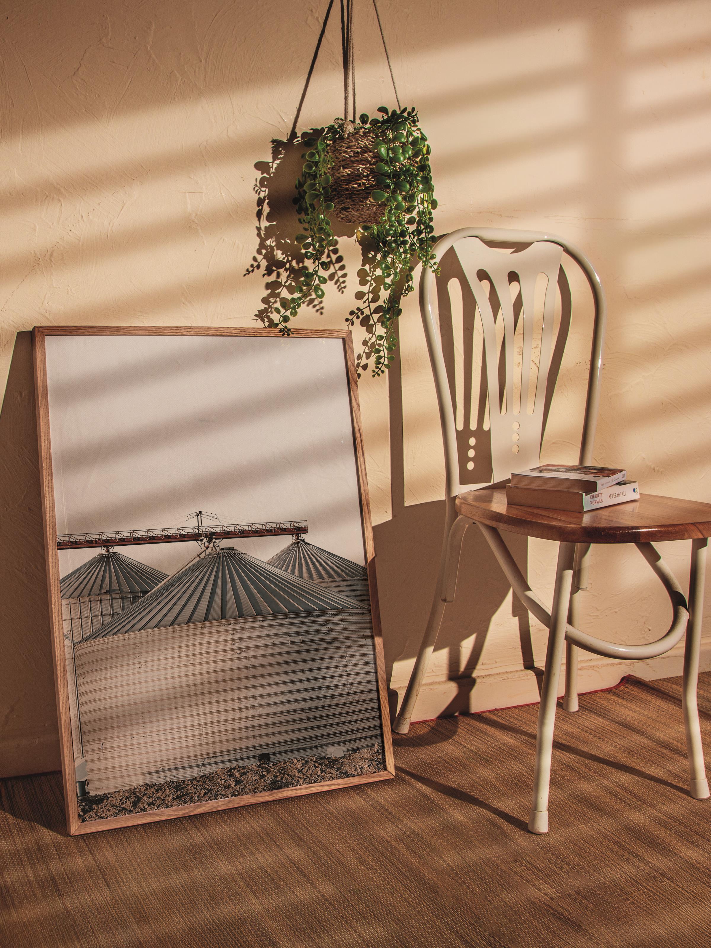 Rustic Çerçevesiz Poster, İskandinav Gri Poster, NO:389 Silolar Fotoğraf