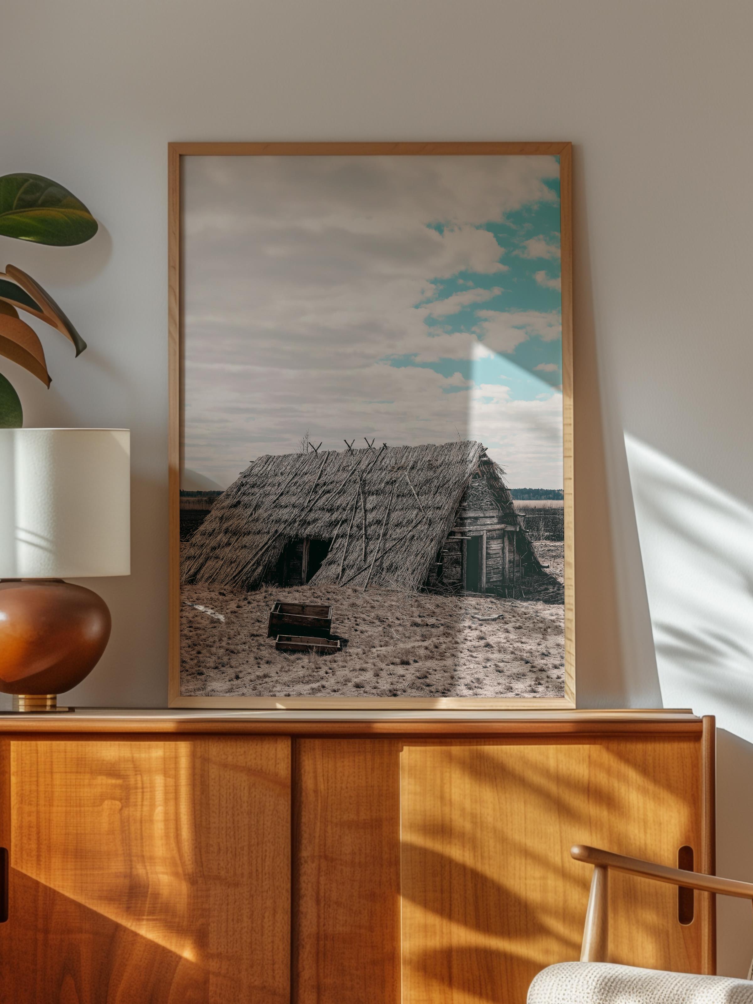 Rustic Çerçevesiz Poster, İskandinav Gri Poster, NO:405 Dağ Evi Fotoğraf