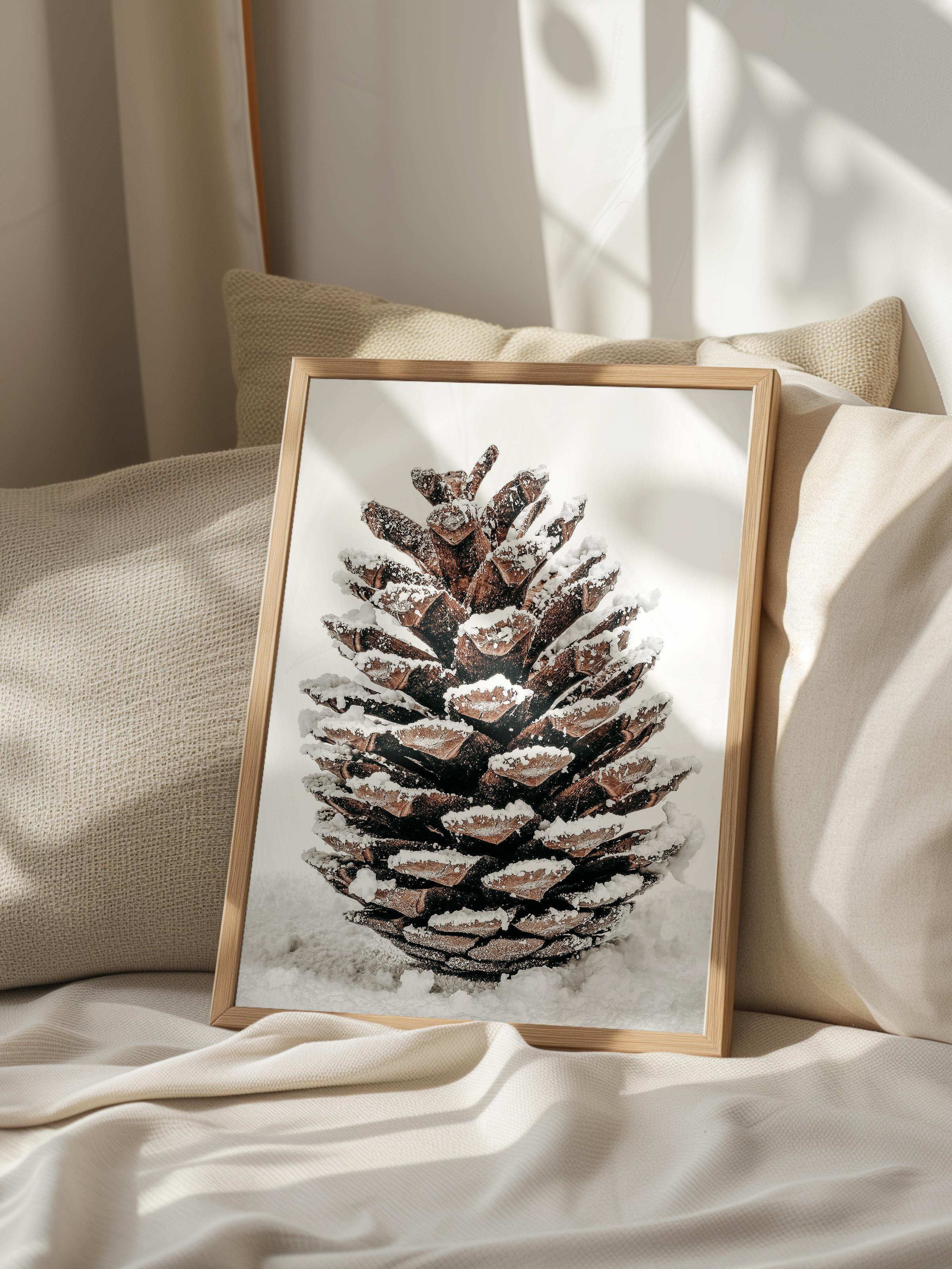 Rustic Çerçevesiz Poster, İskandinav Kahverengi Poster, NO:102 Çam Kozalağı Fotoğraf, Dikey