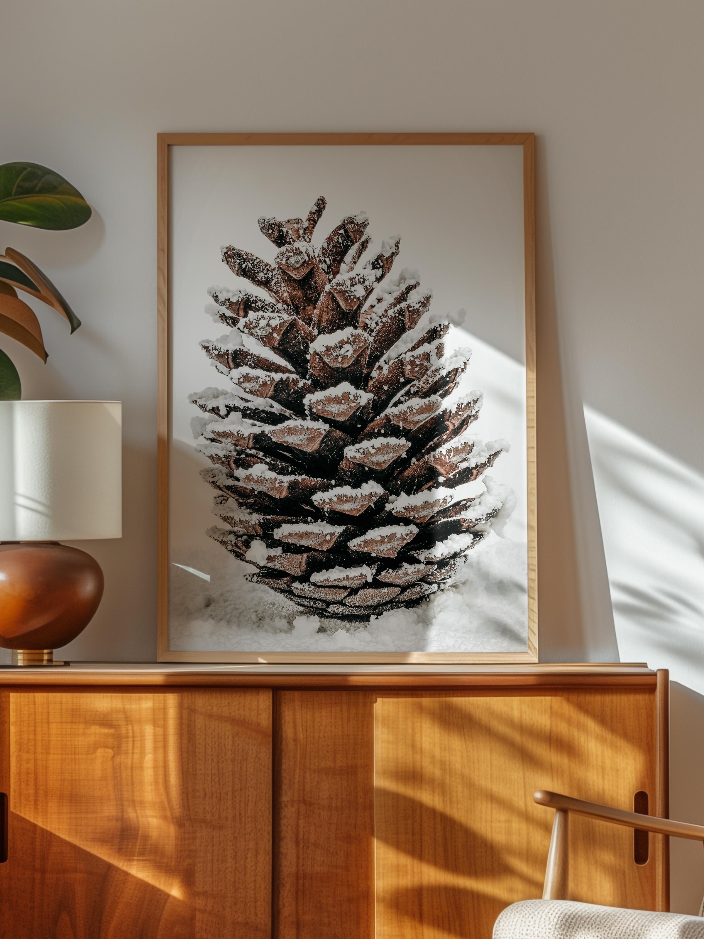 Rustic Çerçevesiz Poster, İskandinav Kahverengi Poster, NO:102 Çam Kozalağı Fotoğraf, Dikey