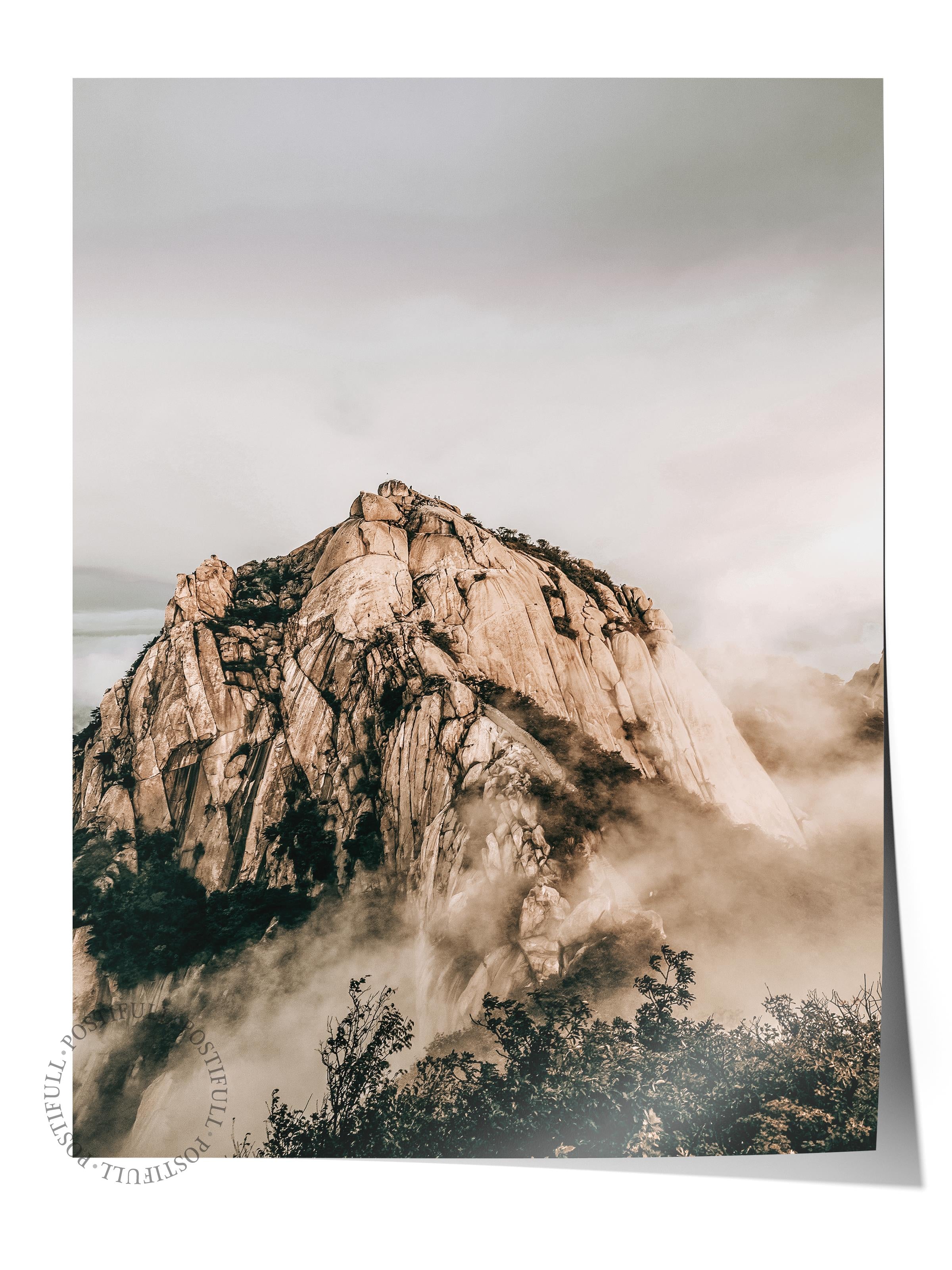 Rustic Çerçevesiz Poster, İskandinav Kahverengi Poster, NO:107 Dağ Manzarası Fotoğraf, Dikey