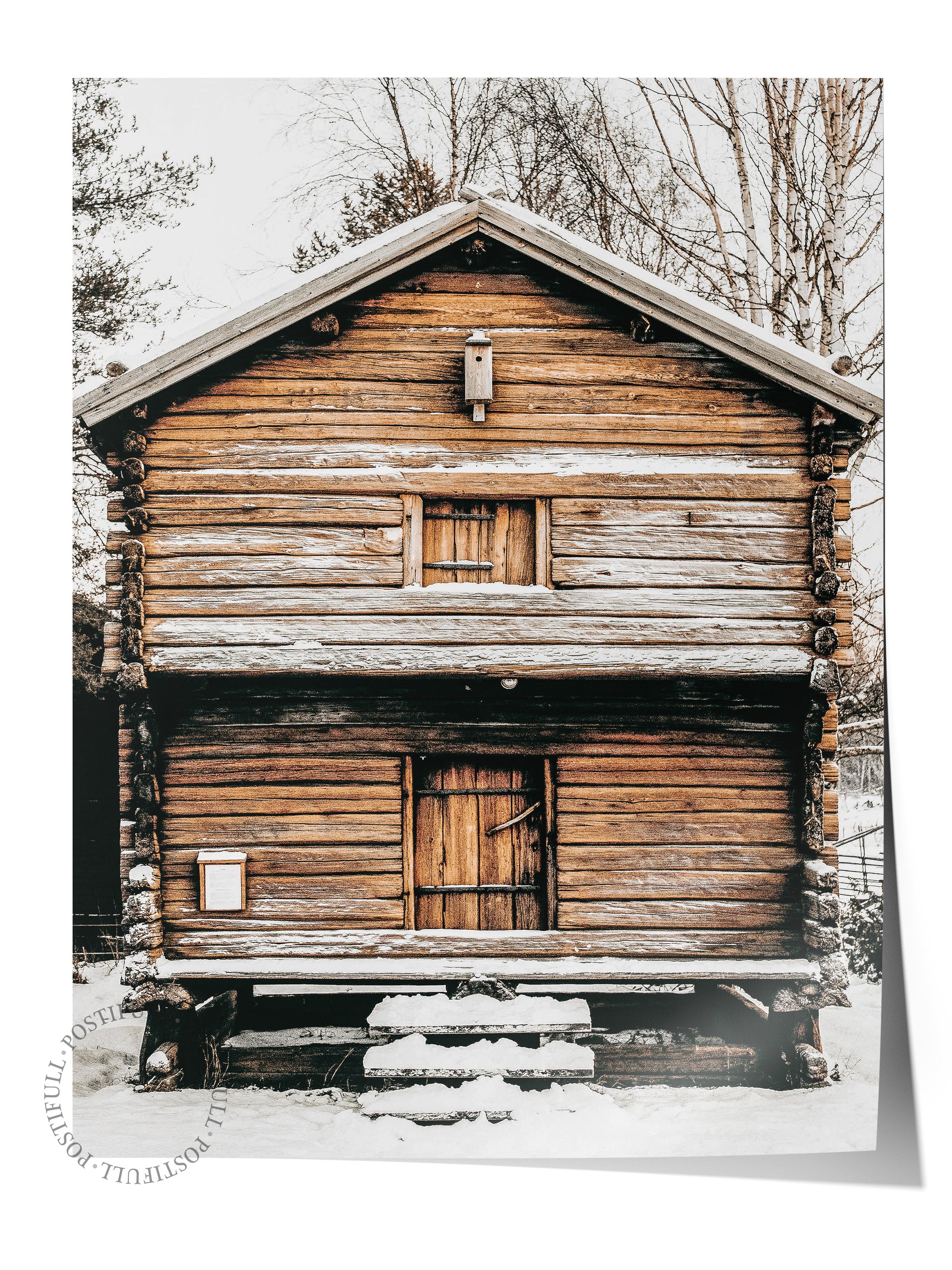 Rustic Çerçevesiz Poster, İskandinav Kahverengi Poster, NO:115 Ahşap Ev Fotoğraf, Dikey
