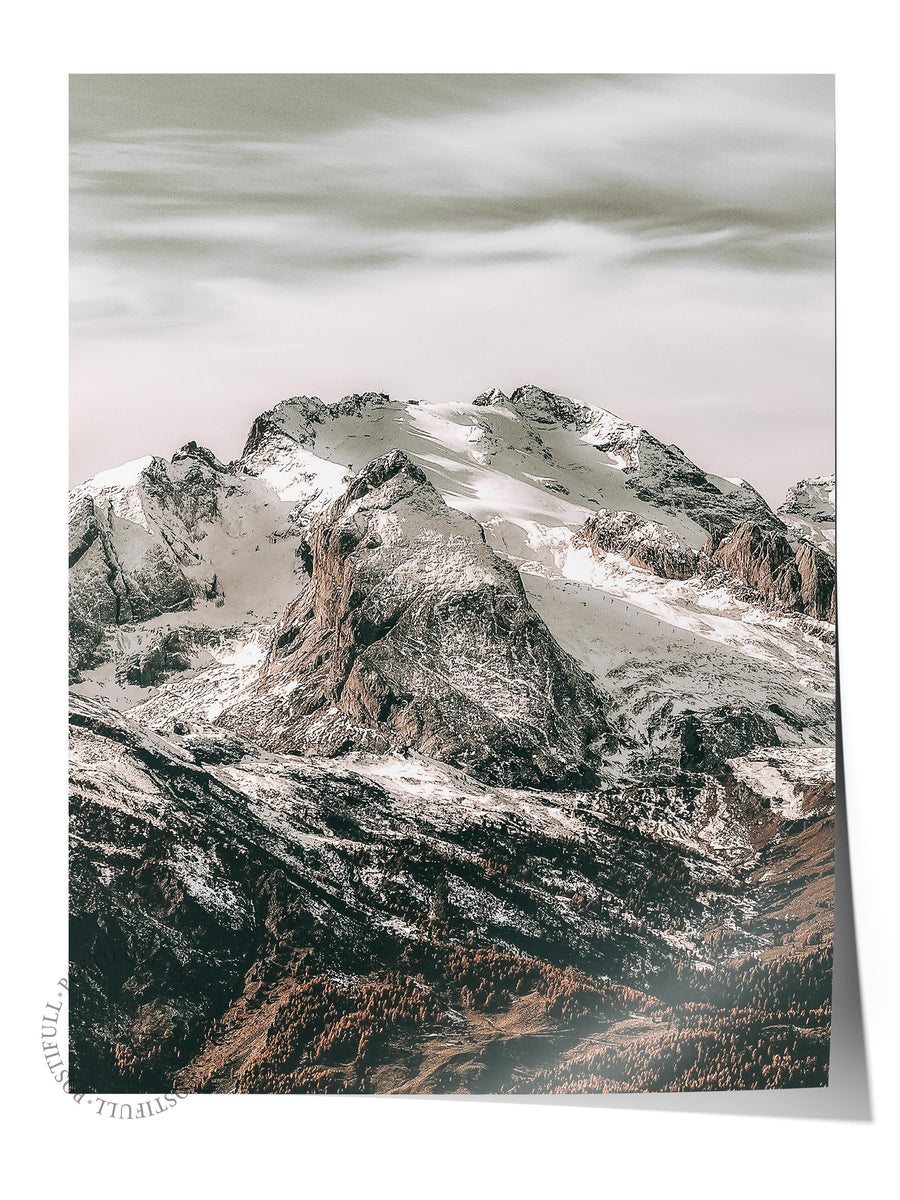 Farklı Tonlarda Dağ Manzarası Rustic Çerçevesiz Poster