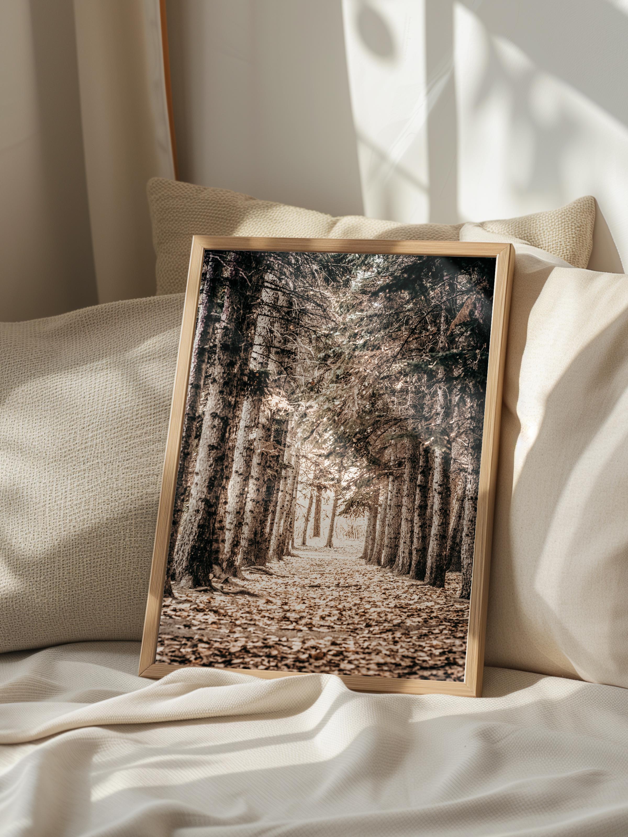 Rustic Çerçevesiz Poster, İskandinav Kahverengi Poster, NO:142 Orman Yolu Fotoğraf, Dikey