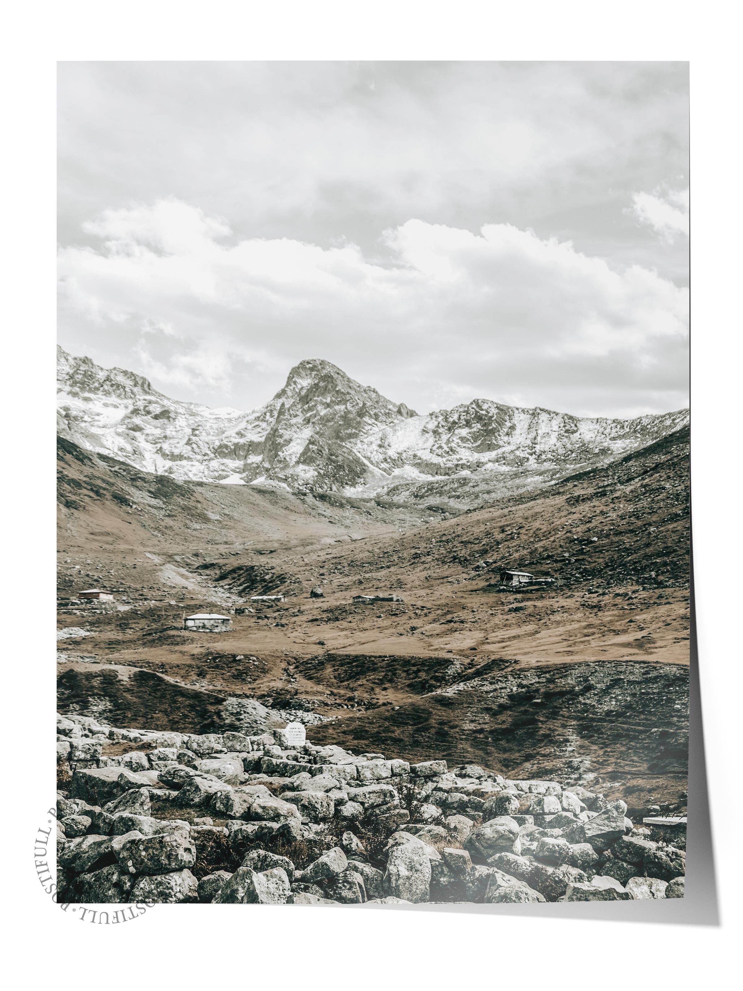Rustic Çerçevesiz Poster, İskandinav Kahverengi Poster, NO:144 Dağ Manzarası Fotoğraf, Dikey
