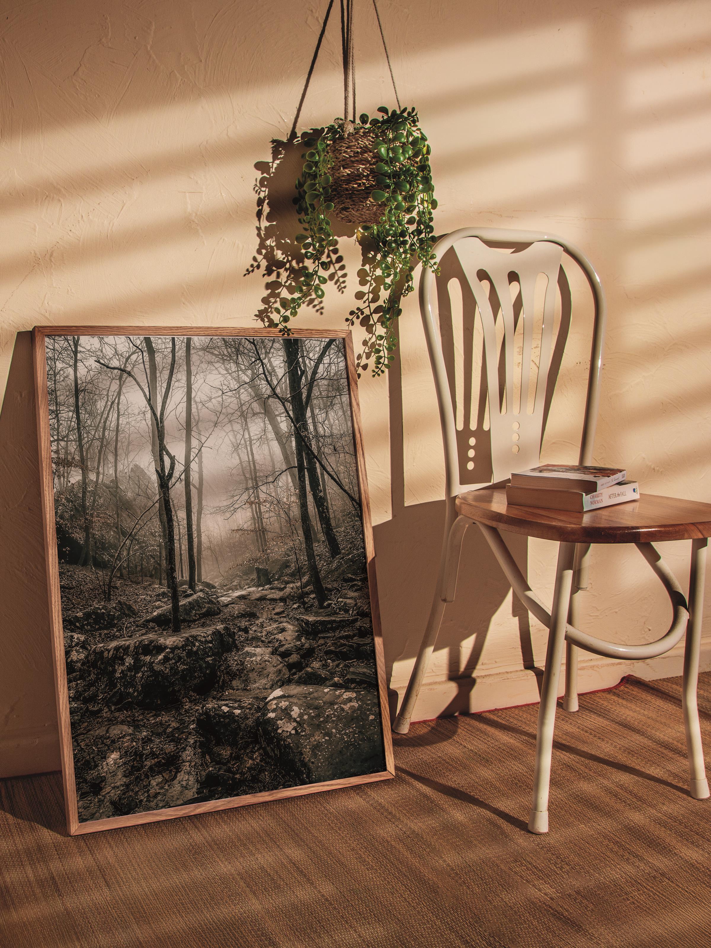 Rustic Çerçevesiz Poster, İskandinav Kahverengi Poster, NO:146 Orman ve Yosunlar Fotoğraf, Dikey