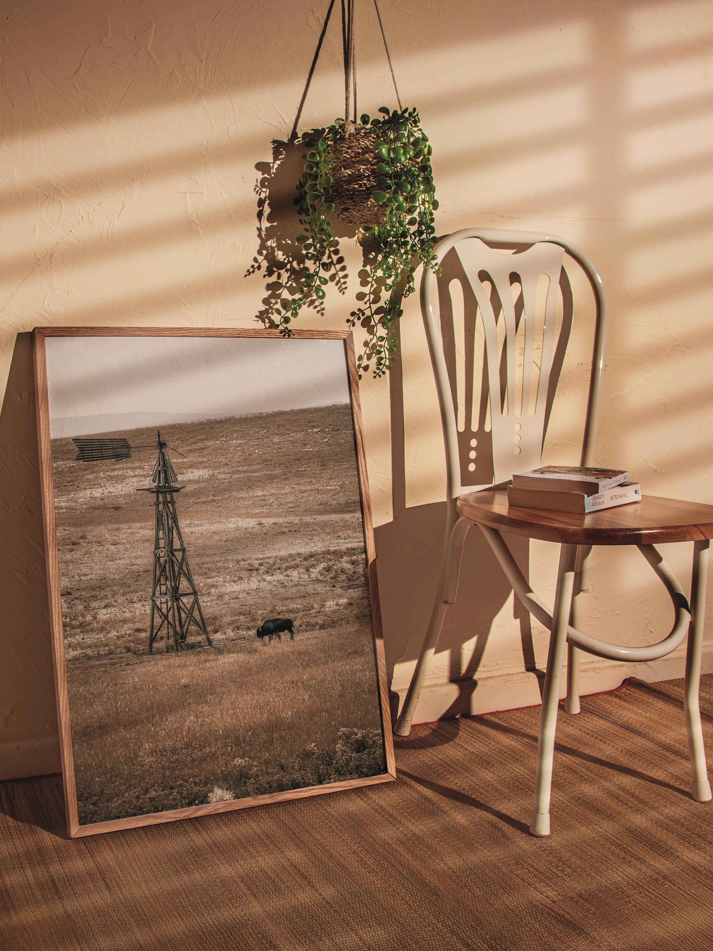 Rustic Çerçevesiz Poster, İskandinav Kahverengi Poster, NO:156 Eski Su Kulesi Fotoğraf, Dikey