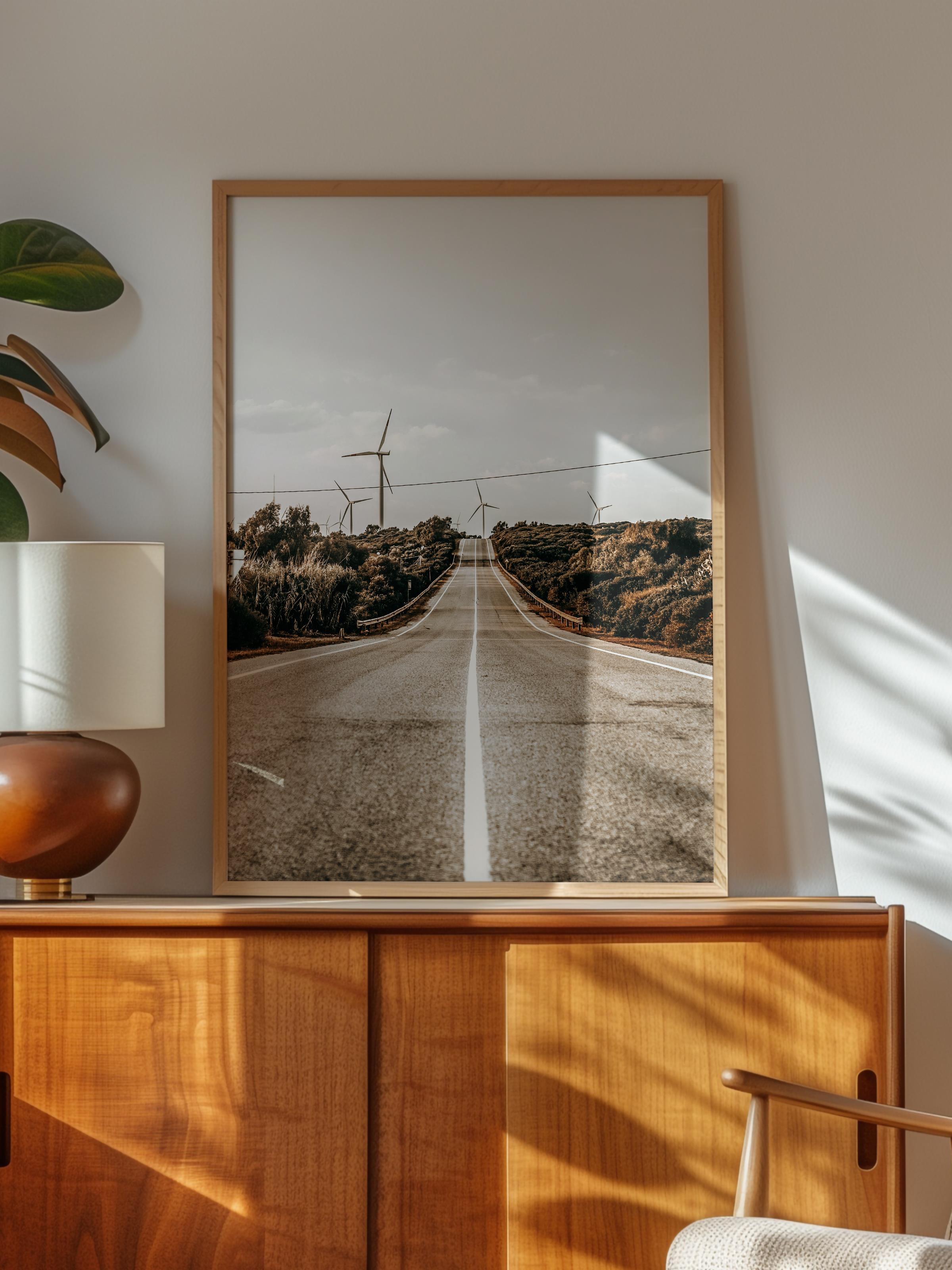 Rustic Çerçevesiz Poster, İskandinav Kahverengi Poster, NO:157 Yolda Manzara Fotoğraf, Dikey