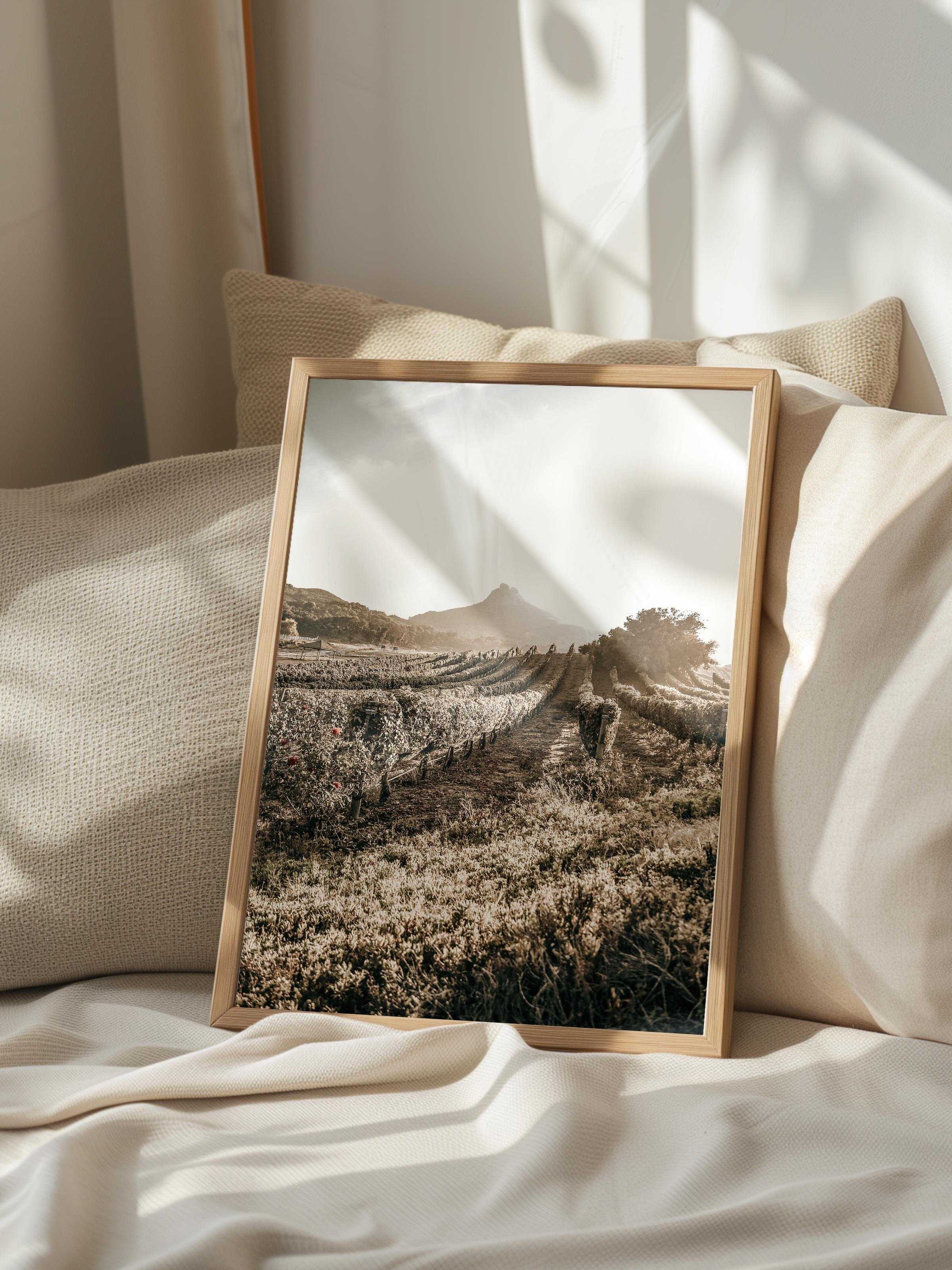 Rustic Çerçevesiz Poster, İskandinav Kahverengi Poster, NO:161 Dağ ve Çimenler Fotoğraf, Dikey