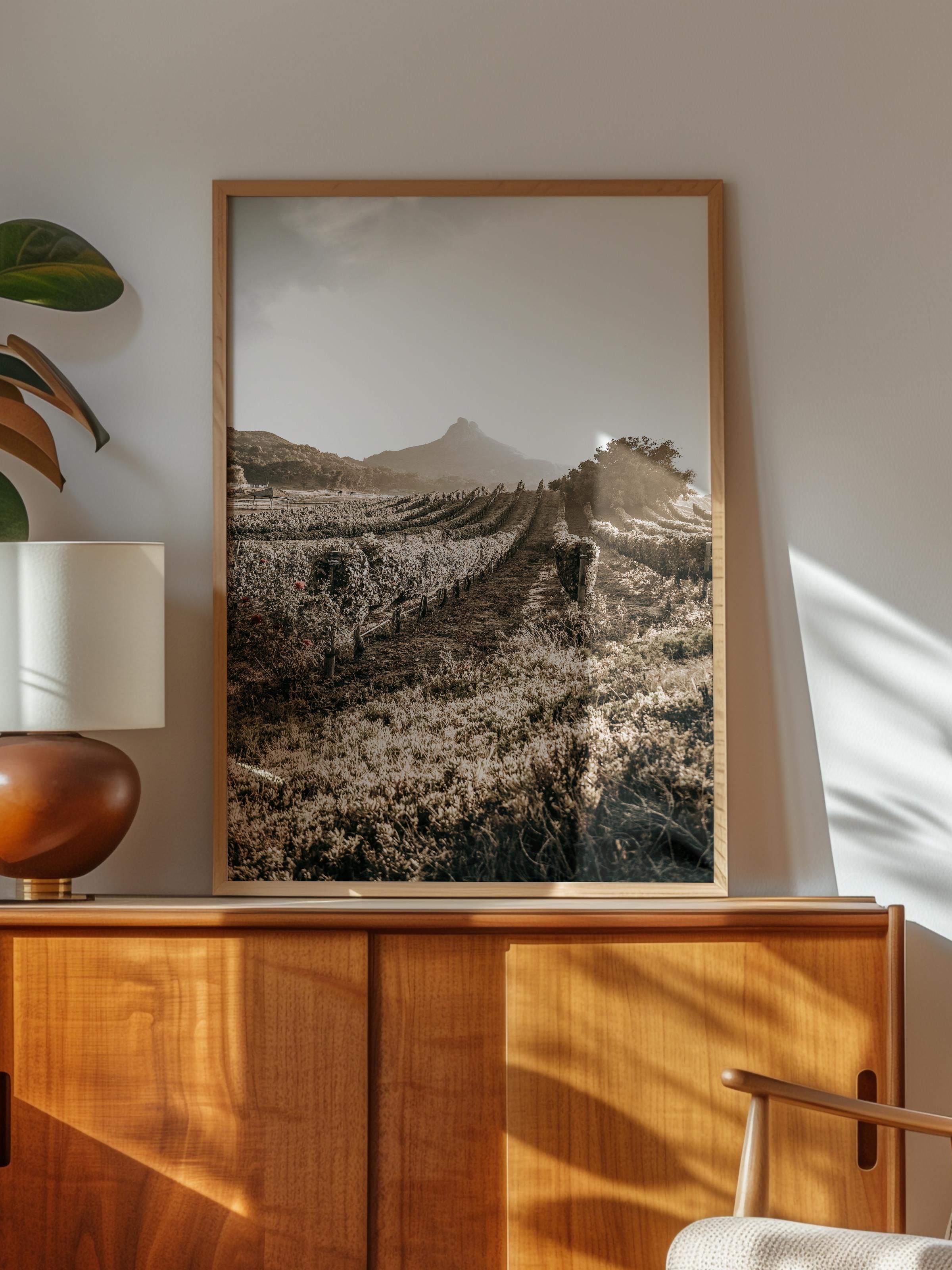 Rustic Çerçevesiz Poster, İskandinav Kahverengi Poster, NO:161 Dağ ve Çimenler Fotoğraf, Dikey