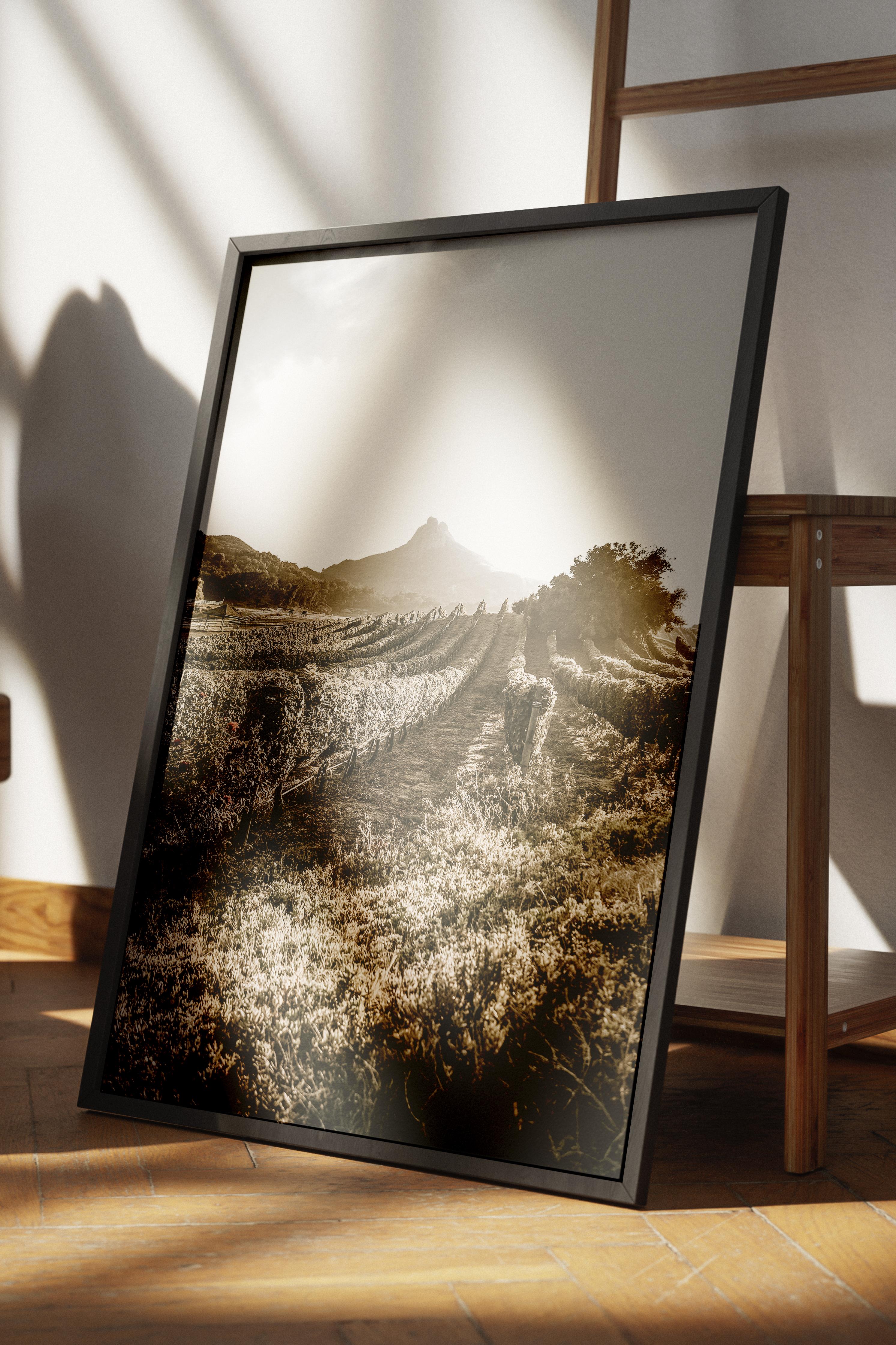Rustic Çerçevesiz Poster, İskandinav Kahverengi Poster, NO:161 Dağ ve Çimenler Fotoğraf, Dikey