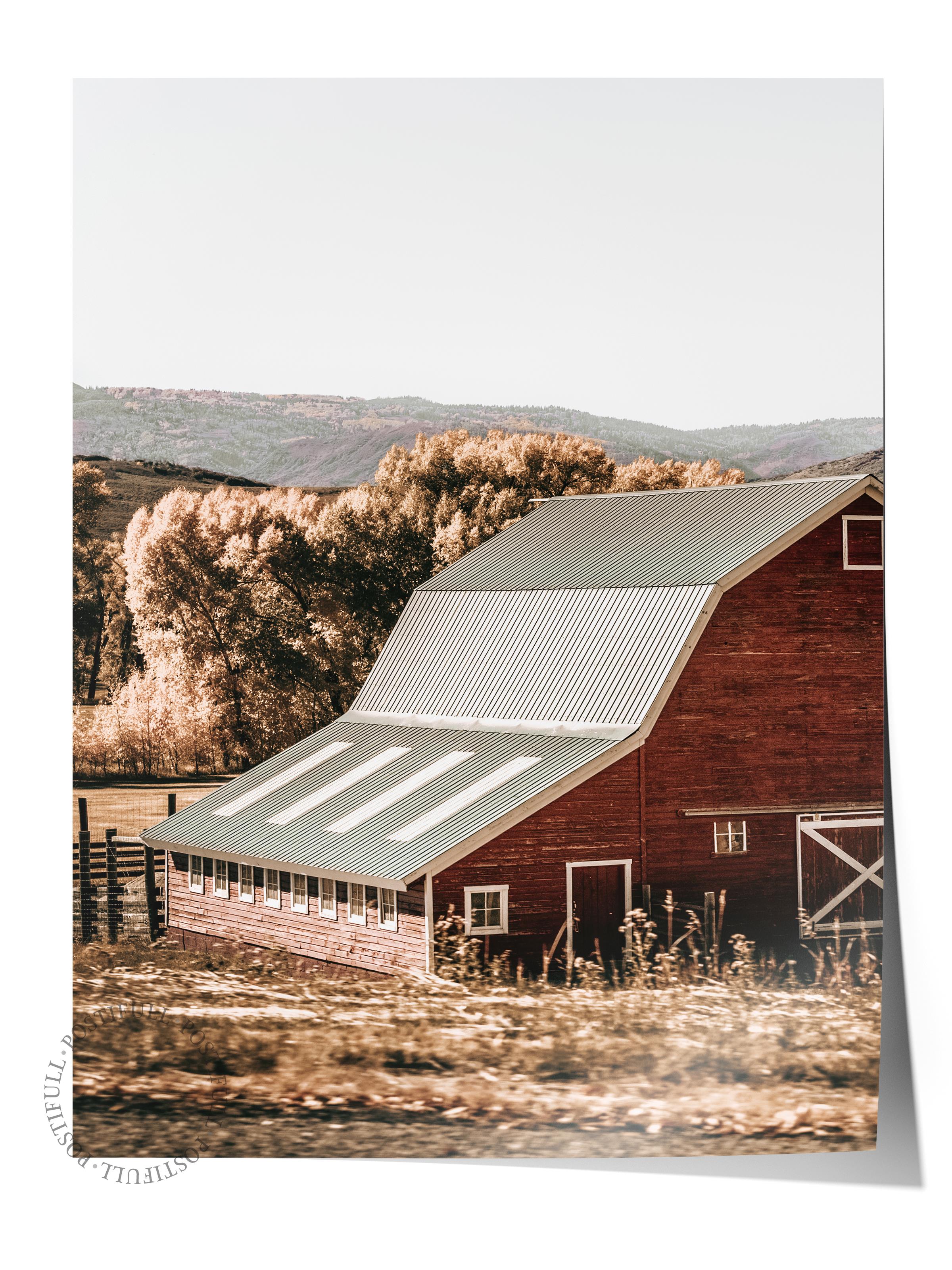 Rustic Çerçevesiz Poster, İskandinav Kahverengi Poster, NO:163 Ahır ve Çiftlik Fotoğraf, Dikey