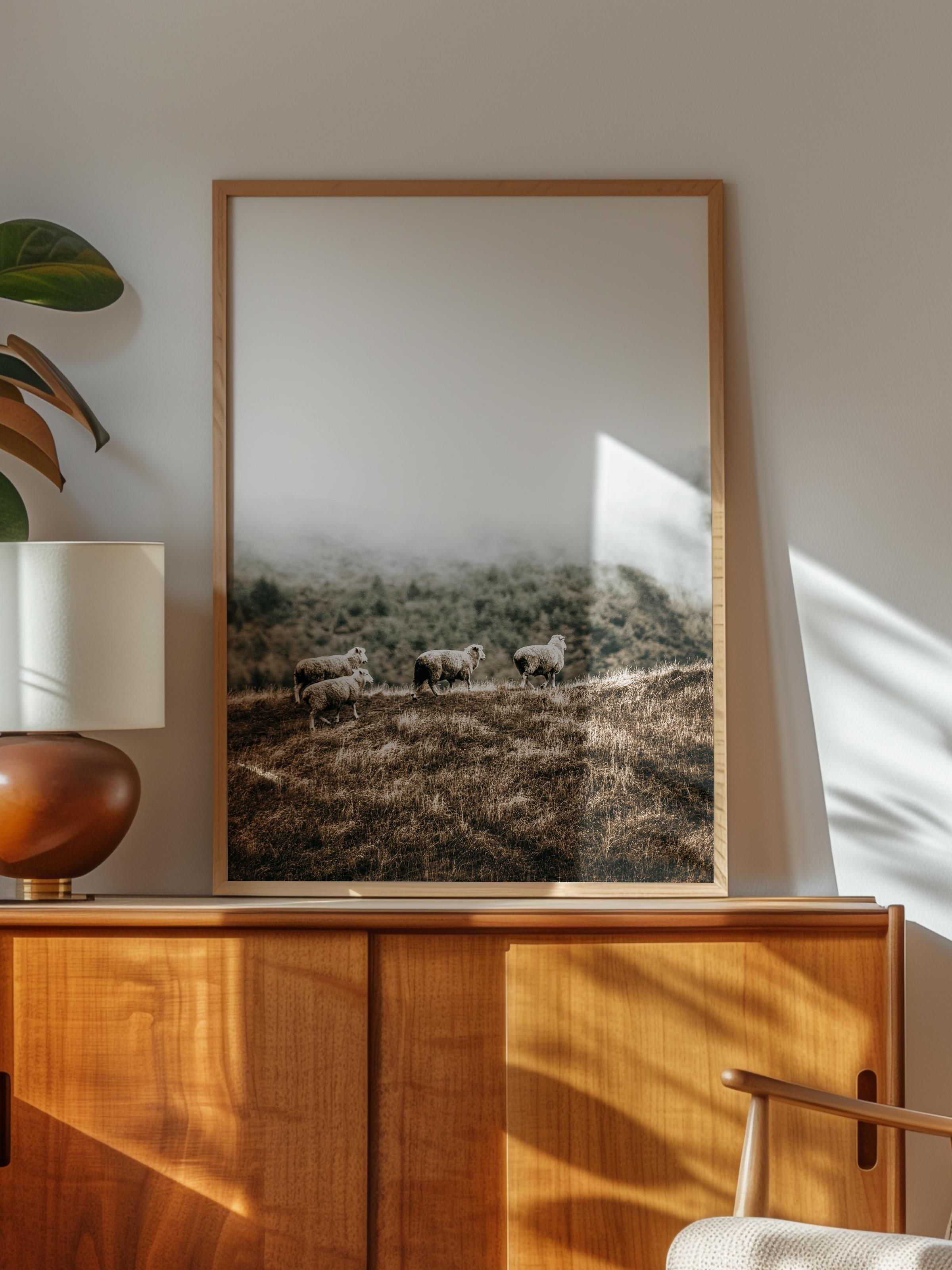Rustic Çerçevesiz Poster, İskandinav Kahverengi Poster, NO:167 Sisli Manzara Fotoğraf, Dikey